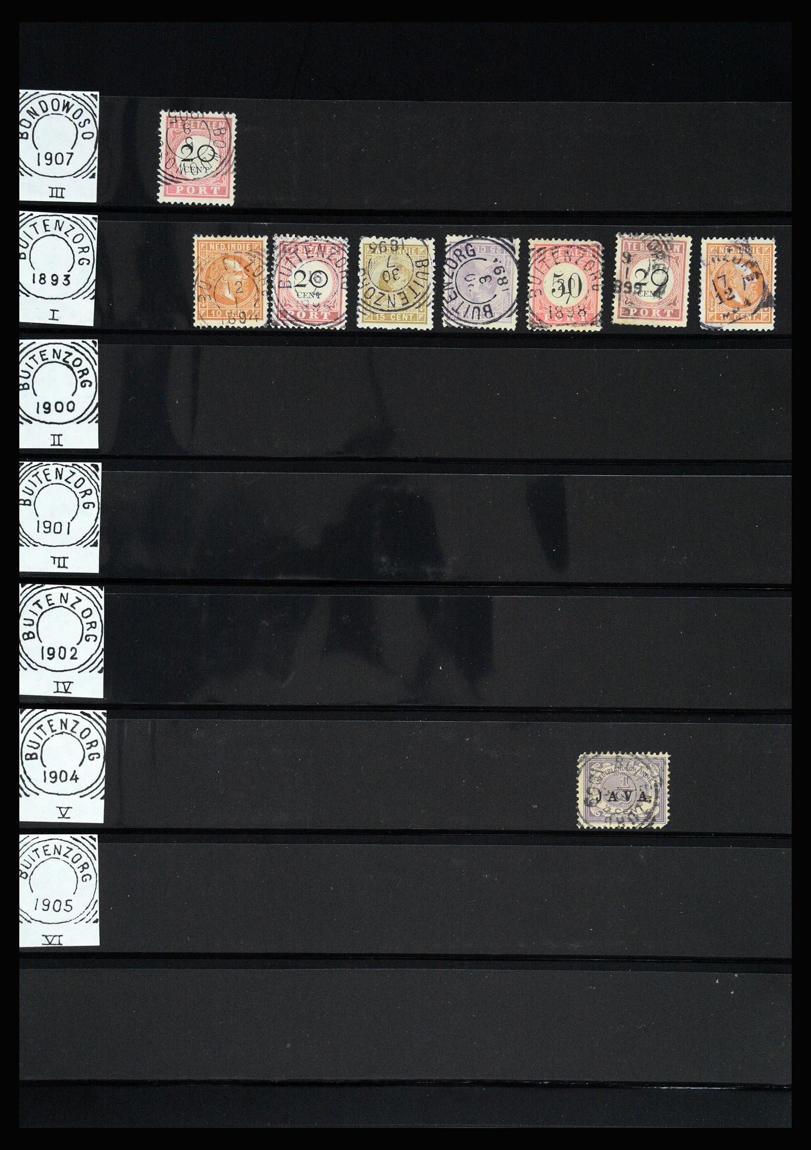 36512 113 - Stamp collection 36512 Nederlands Indië stempels 1872-1930.