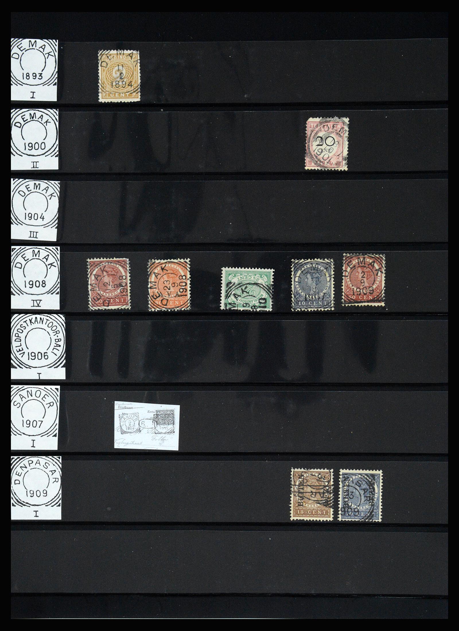 36512 115 - Stamp collection 36512 Nederlands Indië stempels 1872-1930.