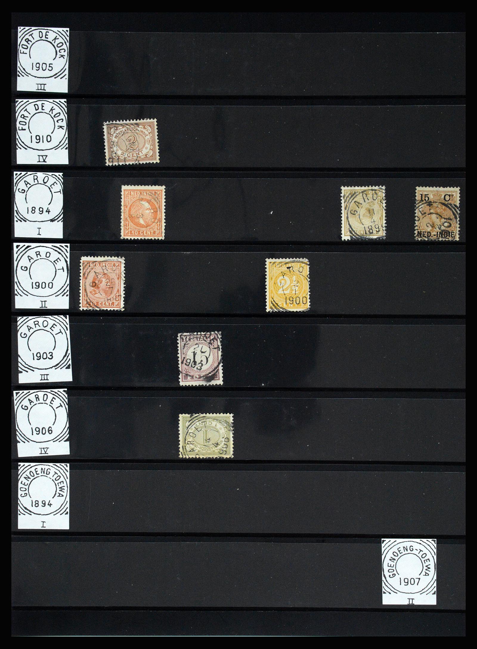36512 119 - Stamp collection 36512 Nederlands Indië stempels 1872-1930.