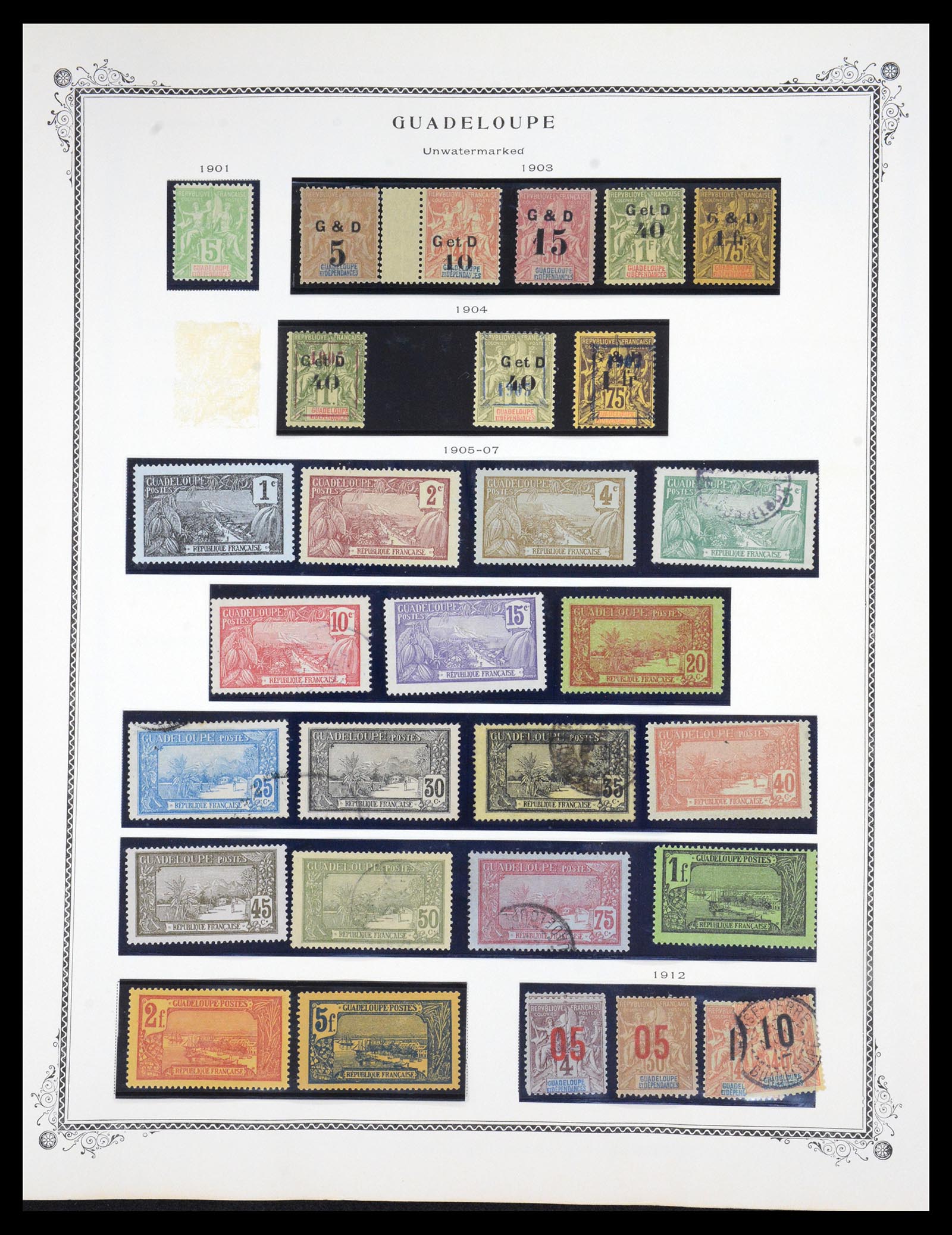 36776 006 - Stamp collection 36776 Guadeloupe special collection 1884-1947.