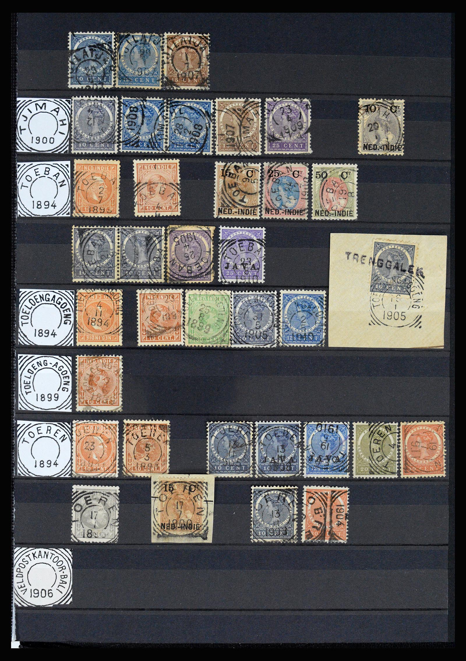 36839 056 - Postzegelverzameling 36839 Nederlands Indië vierkantstempels.