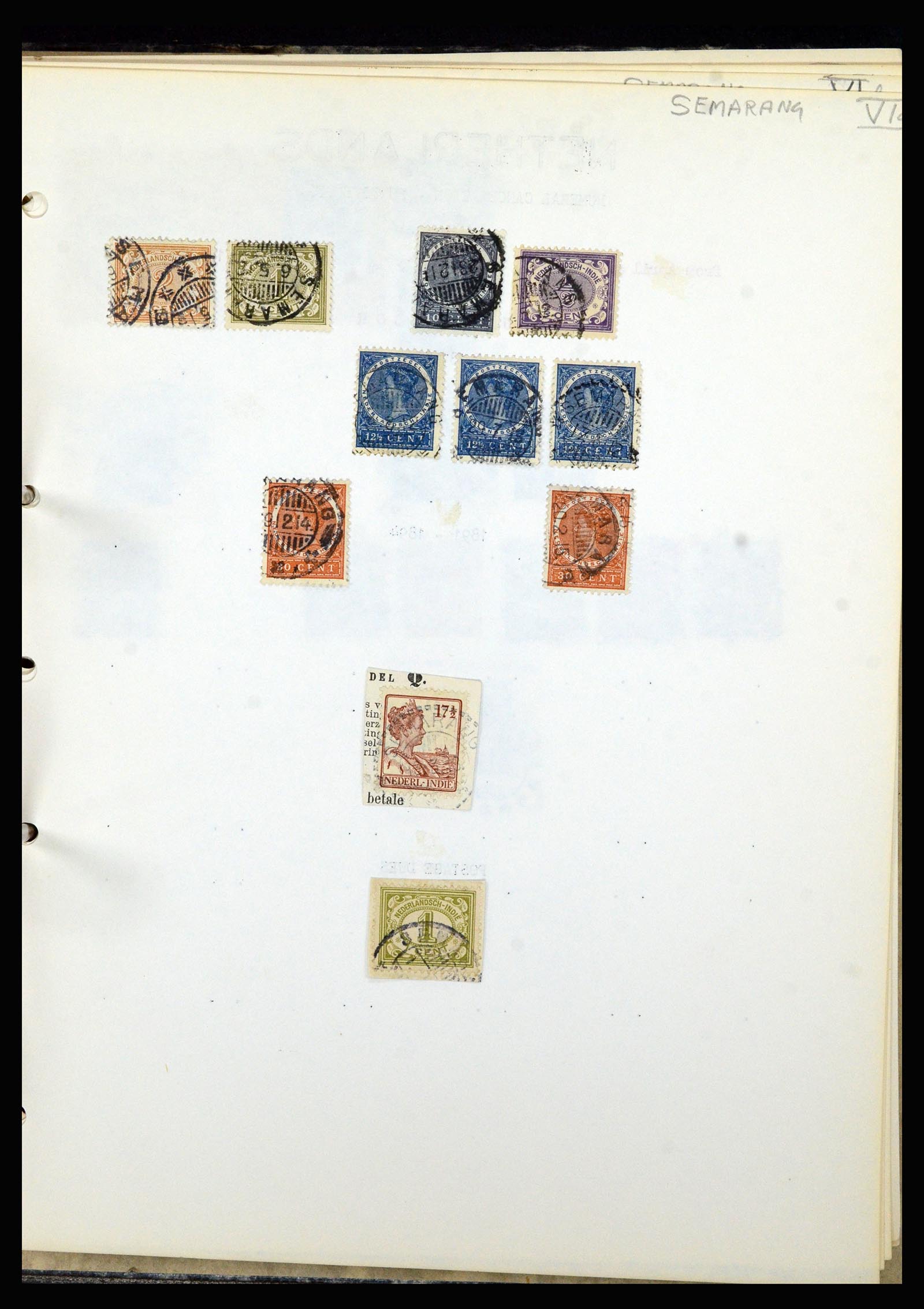 36841 109 - Stamp collection 36841 Dutch east Indies short bar cancels.