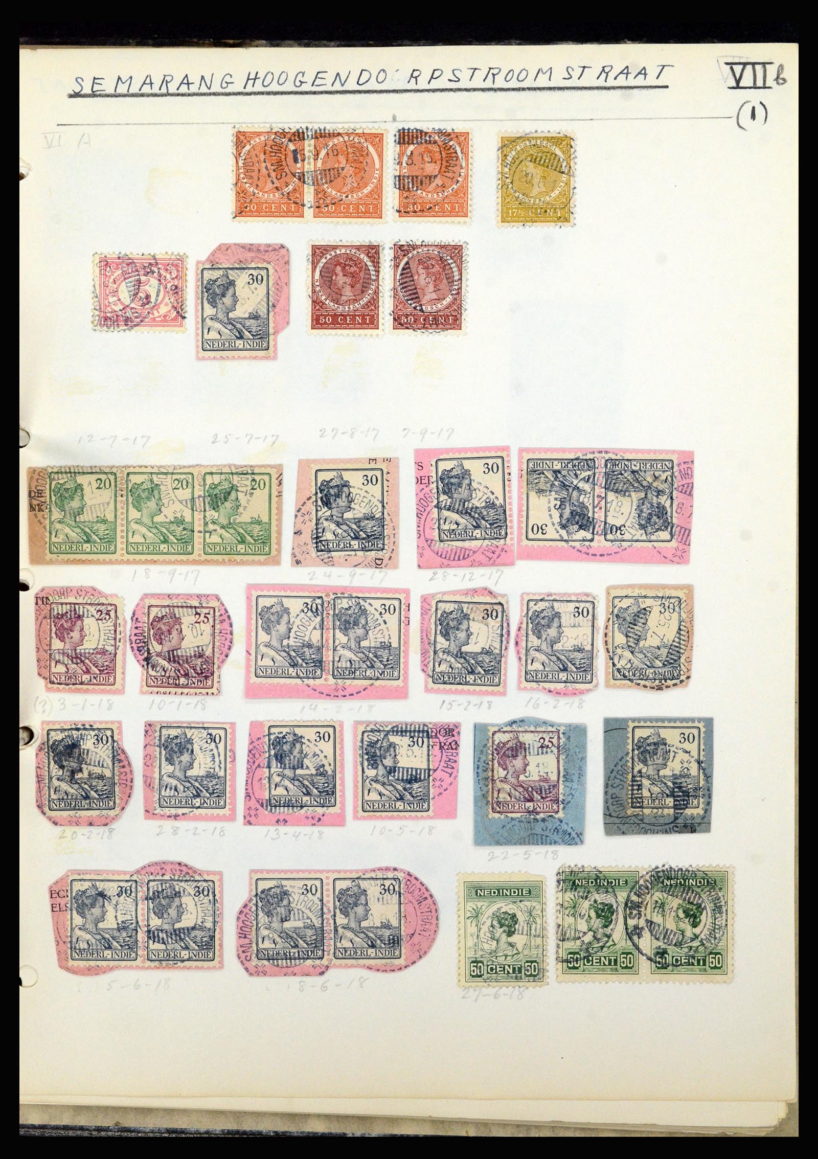 36841 112 - Stamp collection 36841 Dutch east Indies short bar cancels.