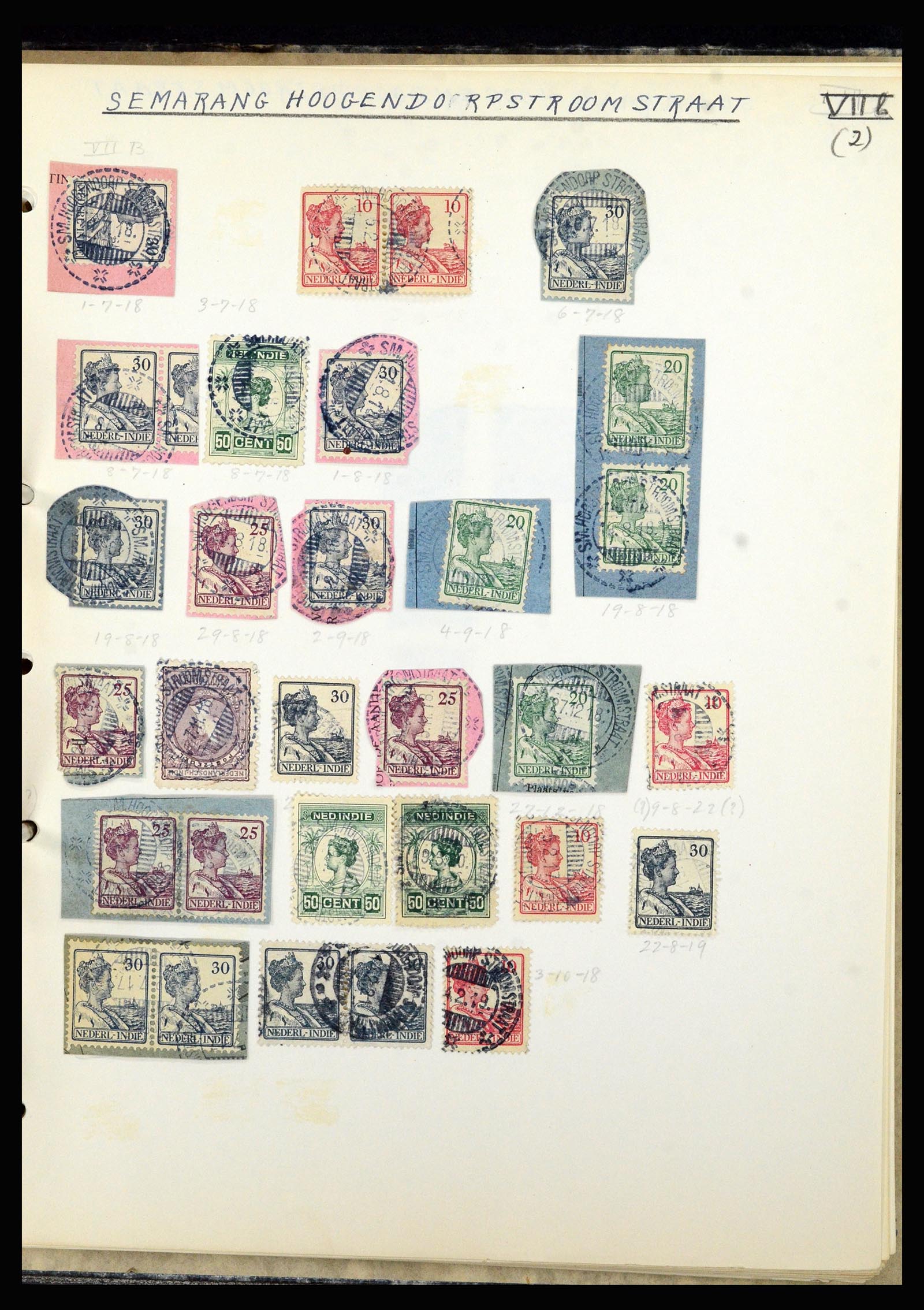 36841 113 - Stamp collection 36841 Dutch east Indies short bar cancels.