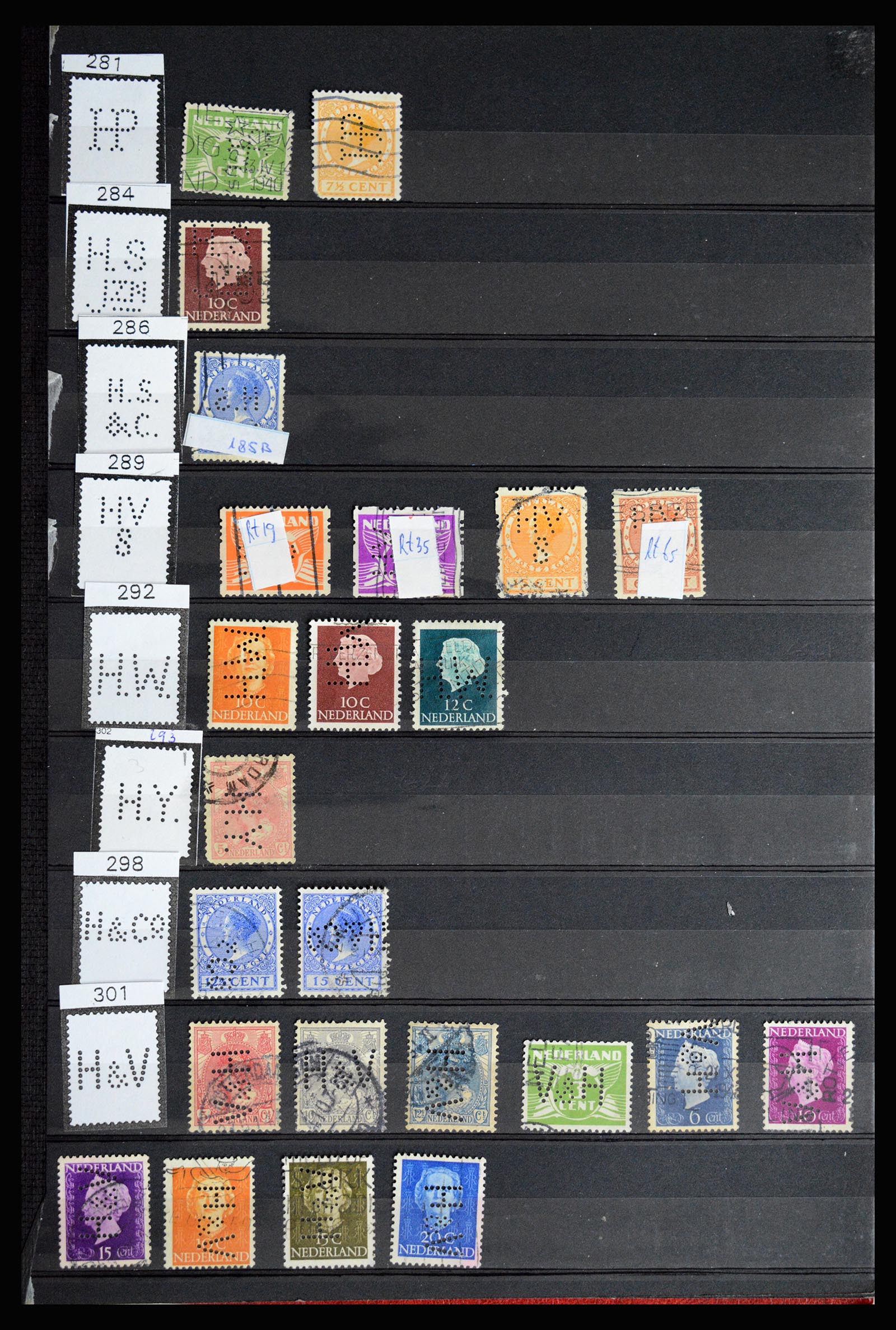 36849 055 - Postzegelverzameling 36849 Nederland perfins 1891-1960.