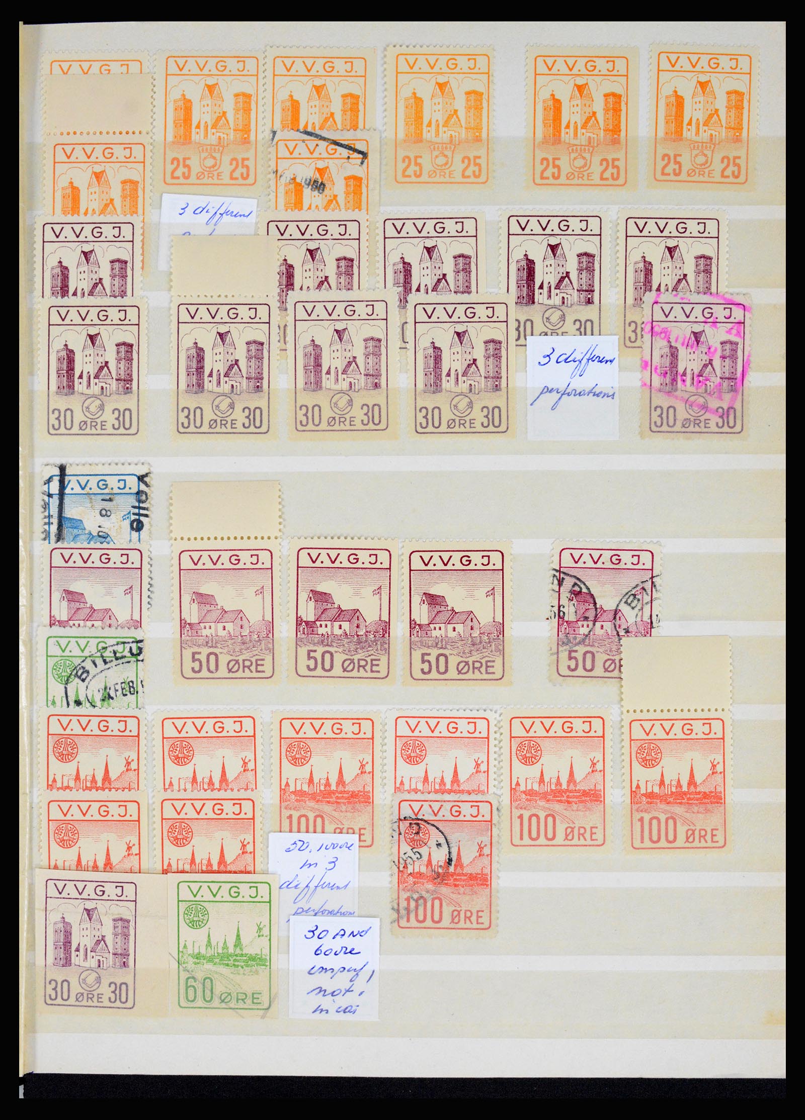 36982 061 - Postzegelverzameling 36982 Denemarken spoorwegzegels.