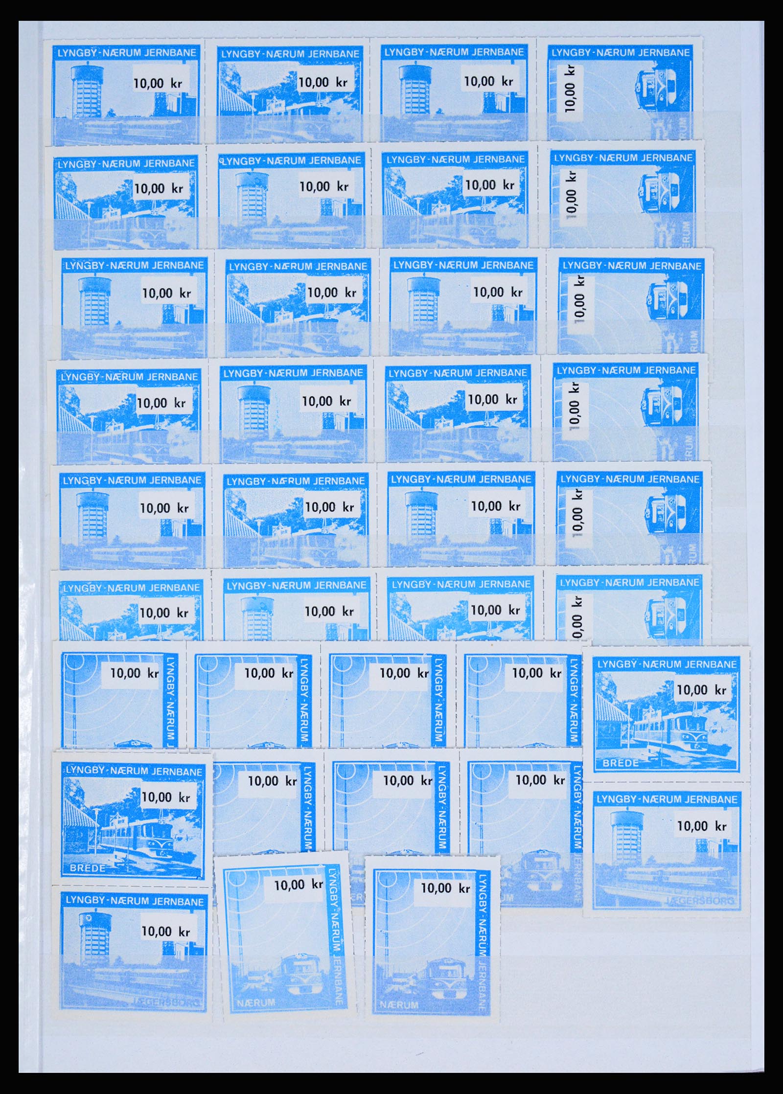 36982 076 - Postzegelverzameling 36982 Denemarken spoorwegzegels.
