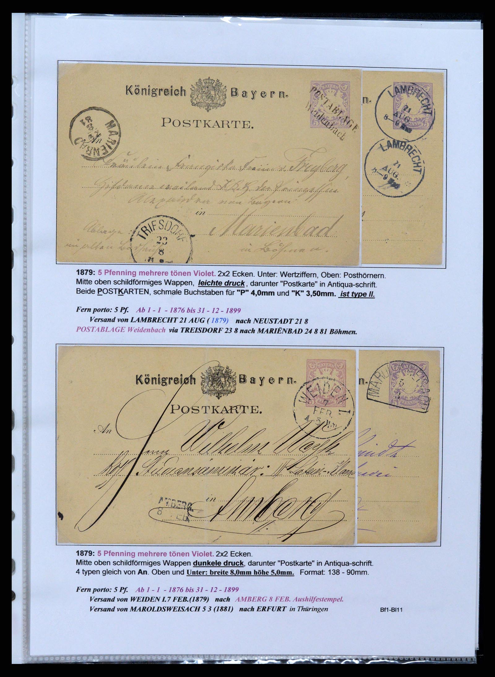 37097 017 - Postzegelverzameling 37097 Beieren postwaardestukken 1870-1920.