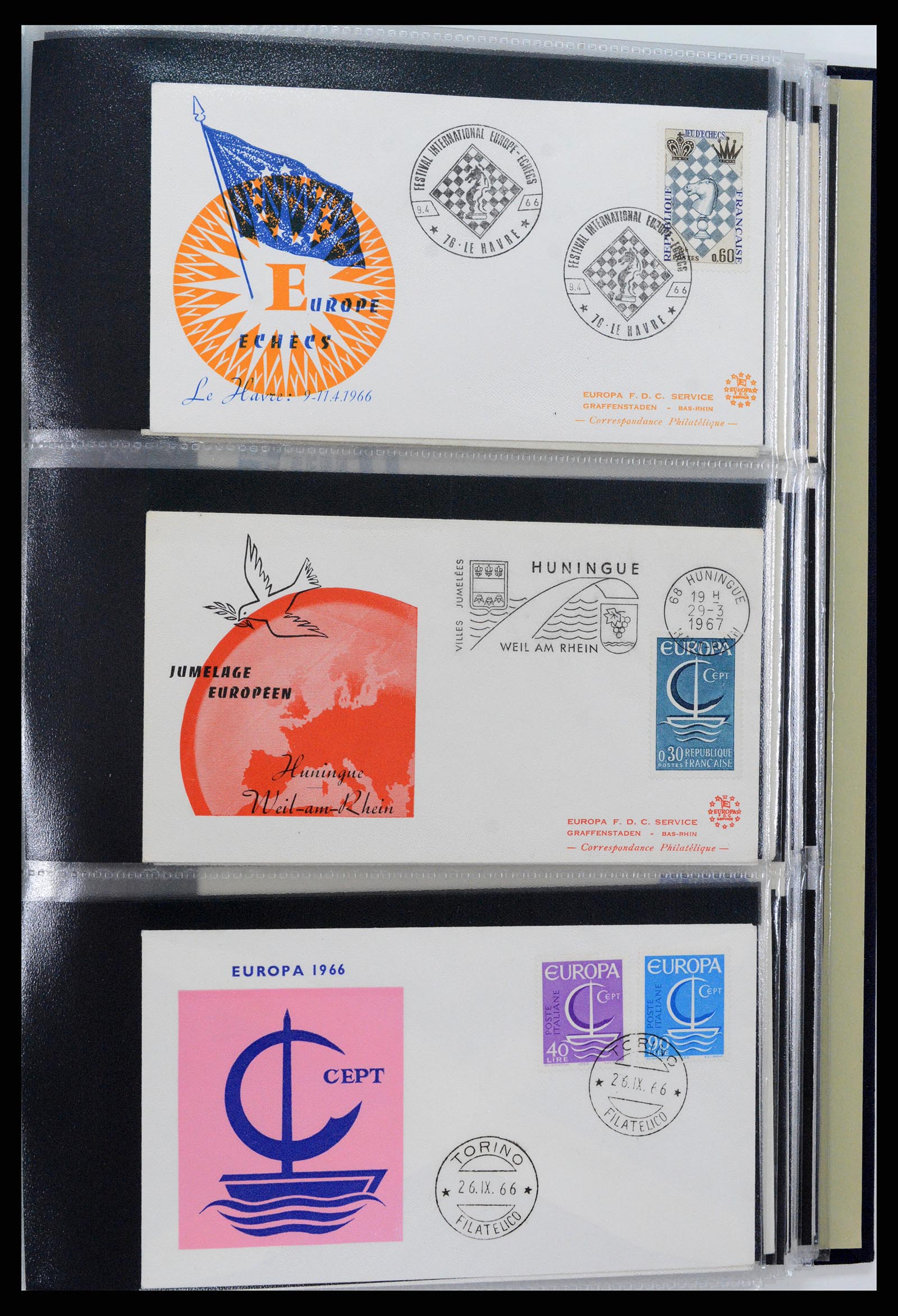37694 143 - Postzegelverzameling 37694 Europa CEPT FDC's 1956-1970.