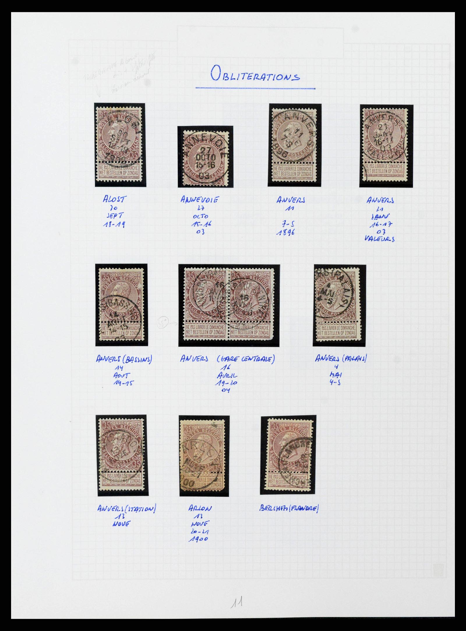 38023 0185 - Postzegelverzameling 38023 België 1893-1900.