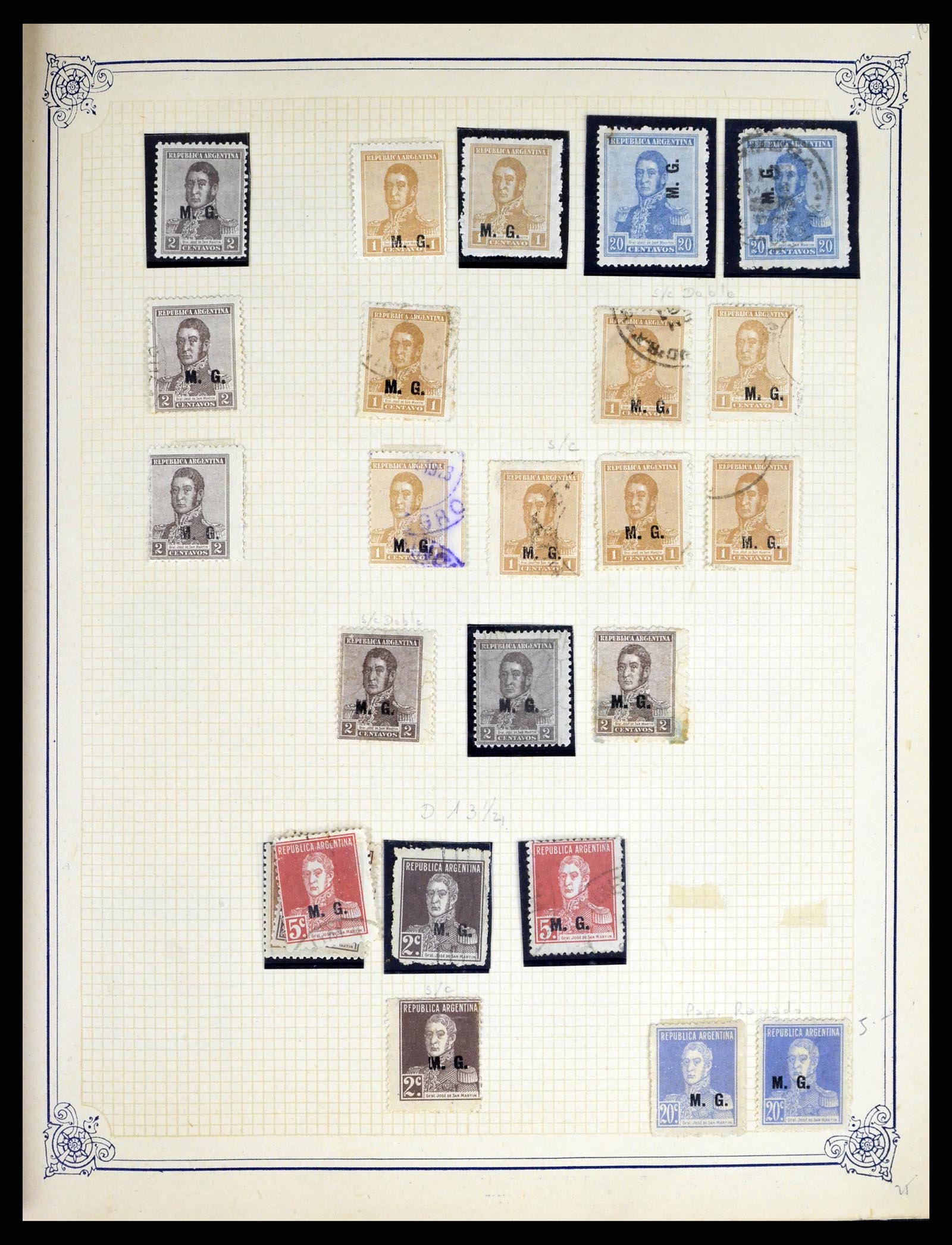 38162 0021 - Postzegelverzameling 38162 Argentinië dienst 1913-1931.