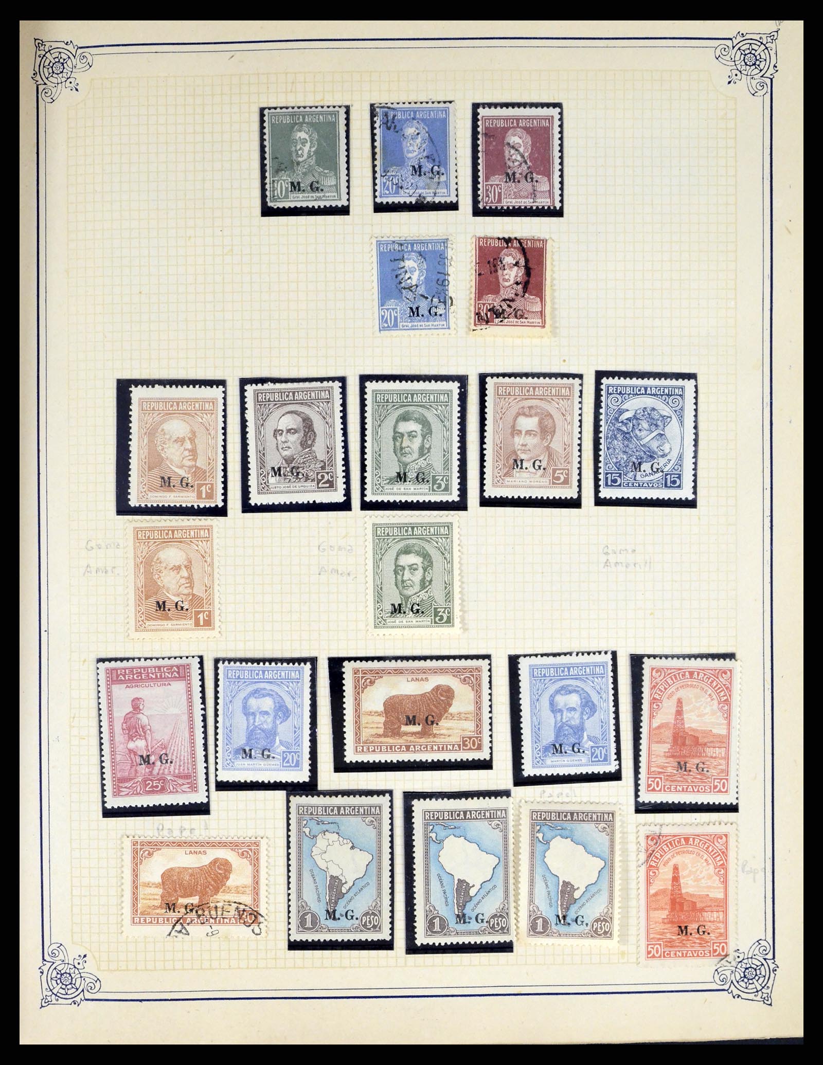 38162 0027 - Postzegelverzameling 38162 Argentinië dienst 1913-1931.