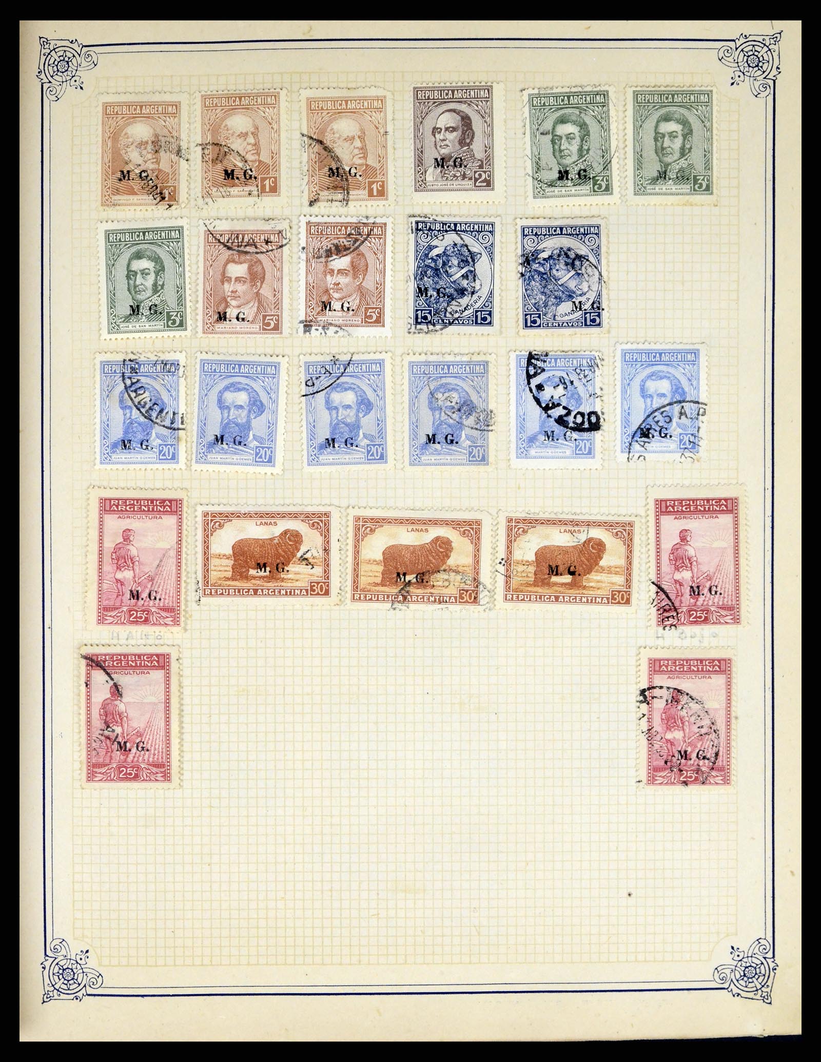 38162 0029 - Postzegelverzameling 38162 Argentinië dienst 1913-1931.