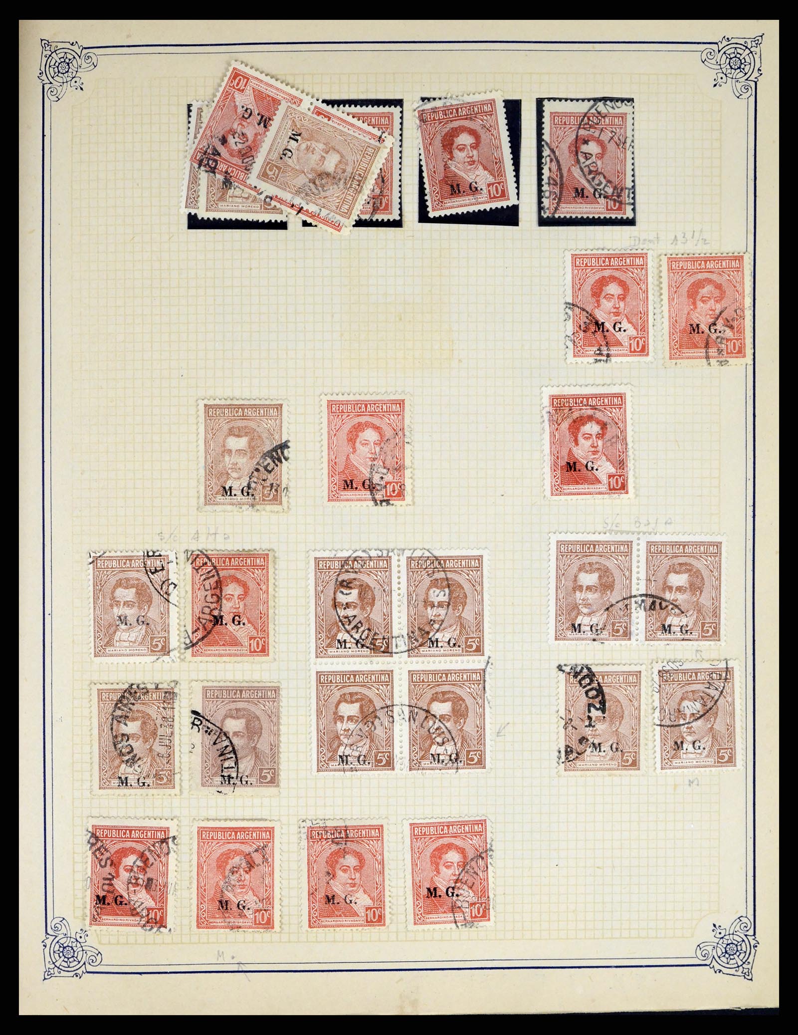 38162 0030 - Postzegelverzameling 38162 Argentinië dienst 1913-1931.
