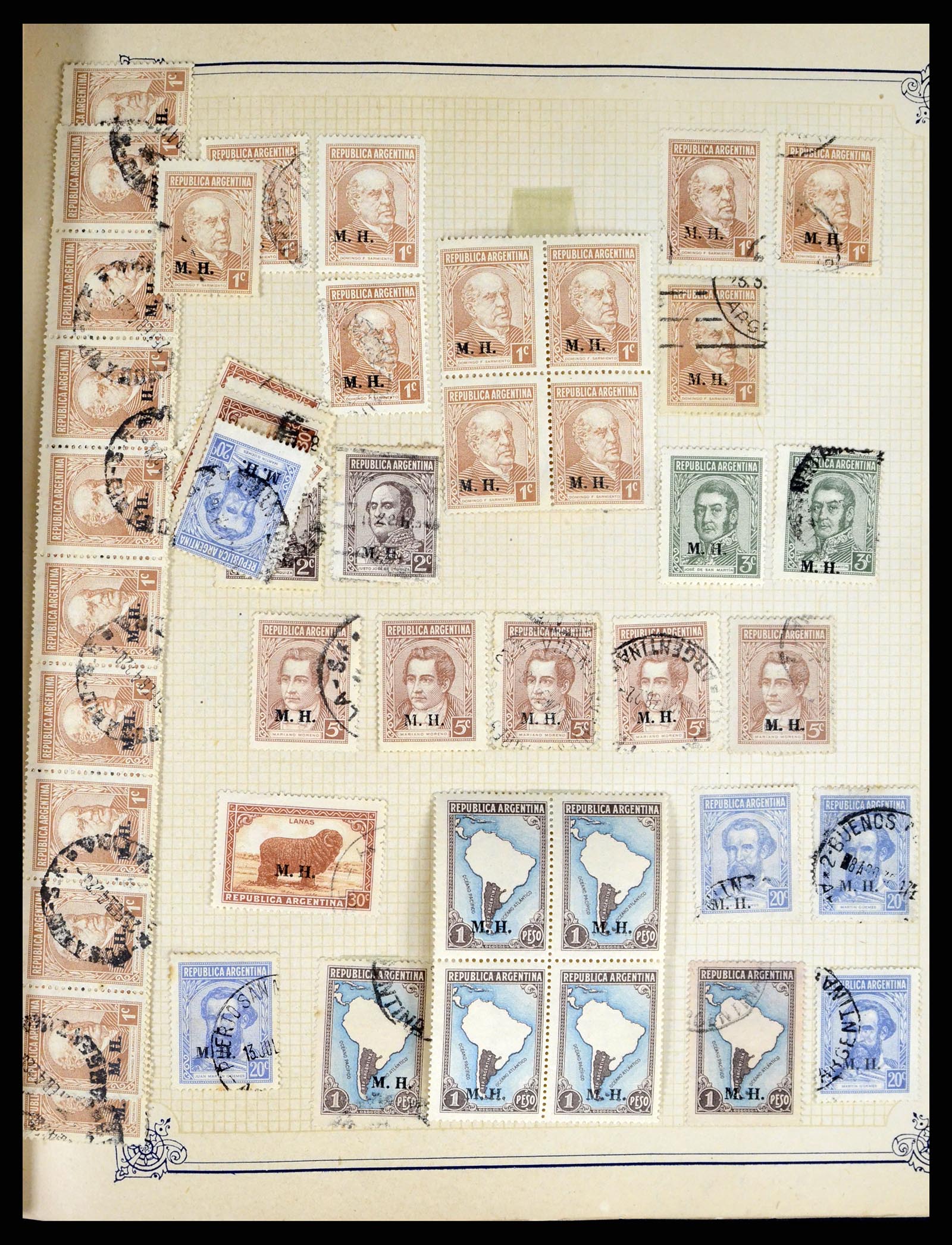 38162 0040 - Postzegelverzameling 38162 Argentinië dienst 1913-1931.