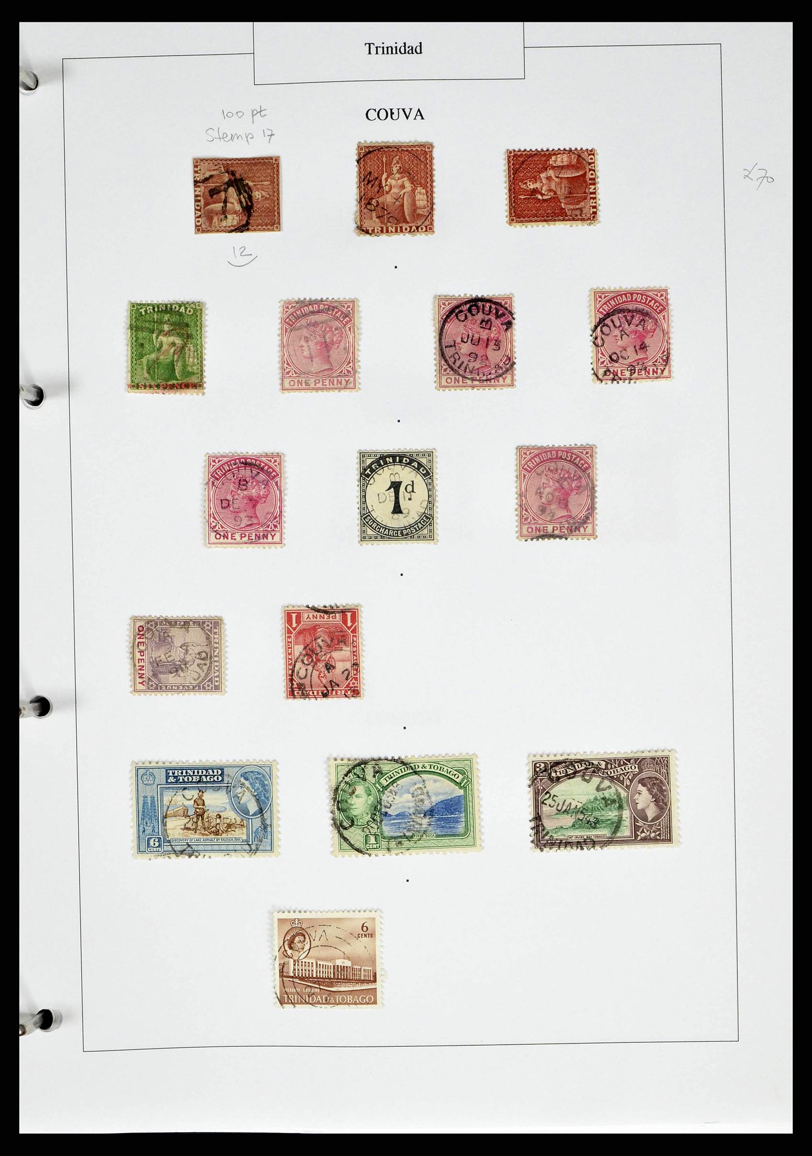 38481 0023 - Postzegelverzameling 38481 Trinidad en Tobago stempels 1859-1960.
