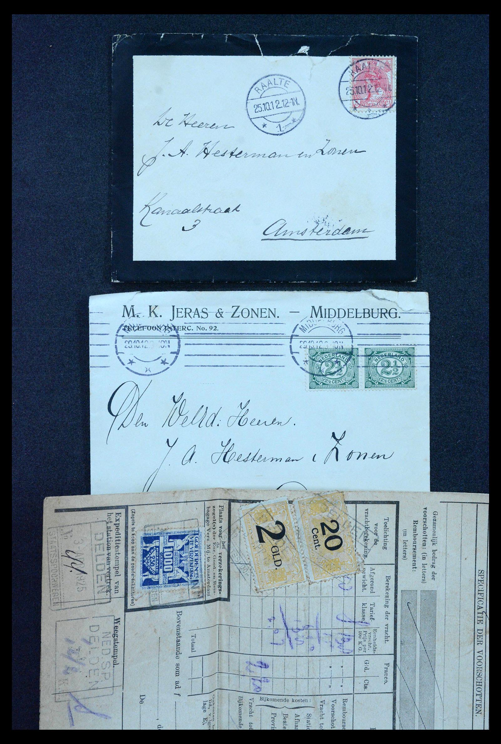 38779 0117 - Postzegelverzameling 38779 Nederland brieven 1872-1945.