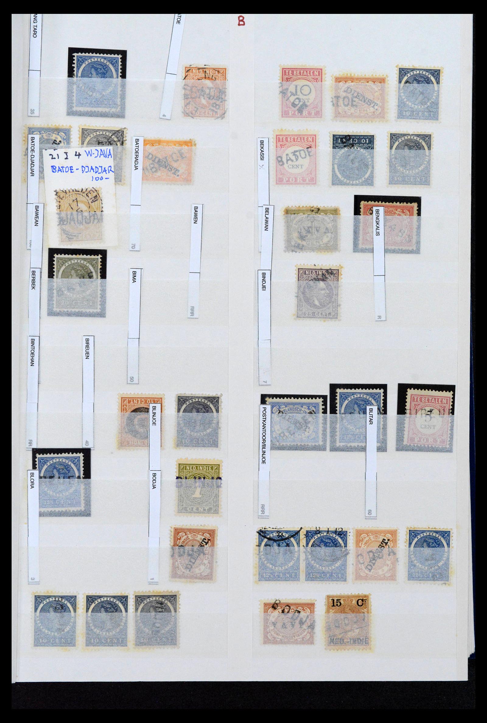 38784 0003 - Postzegelverzameling 38784 Nederlands Indië langstempels.