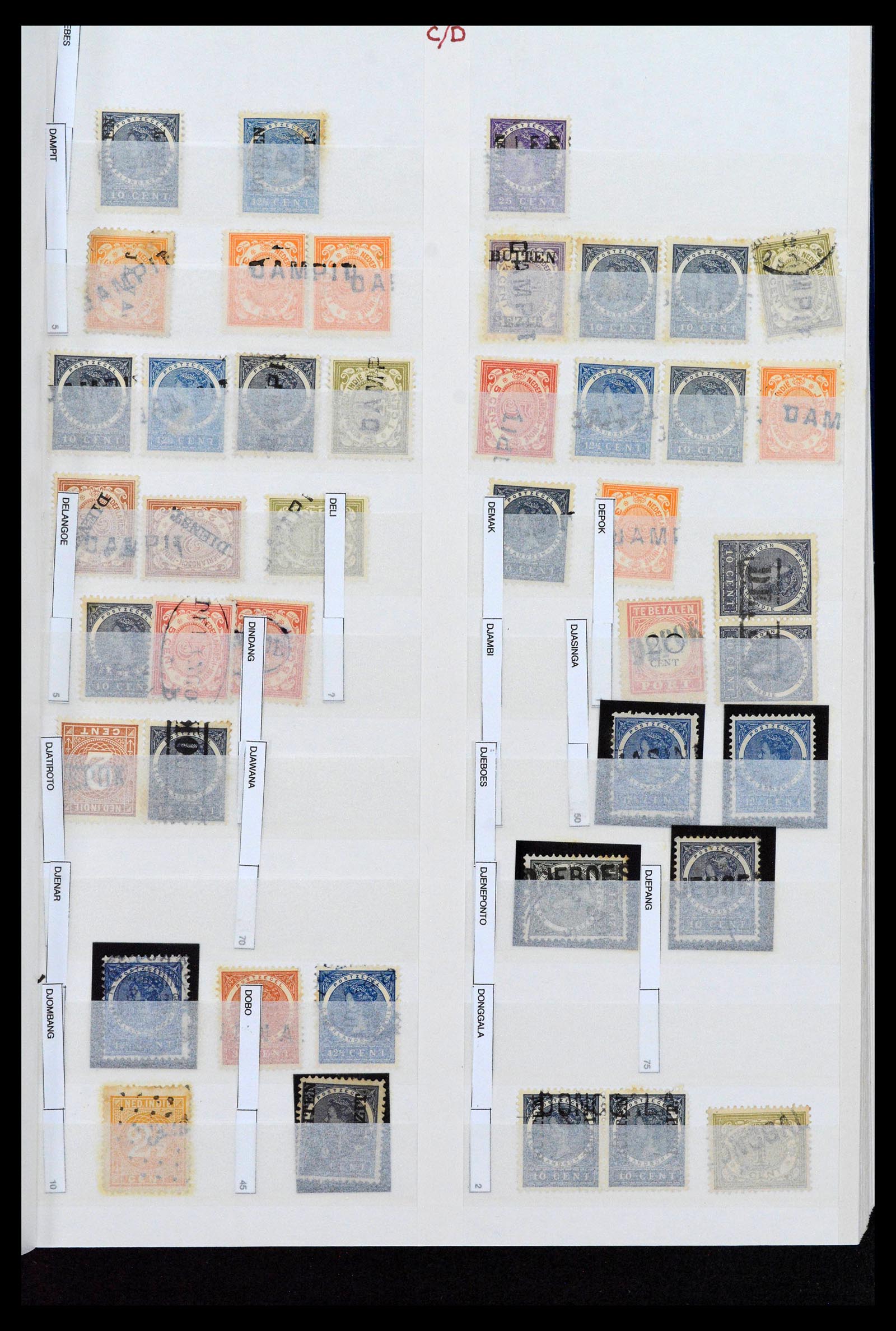 38784 0005 - Postzegelverzameling 38784 Nederlands Indië langstempels.