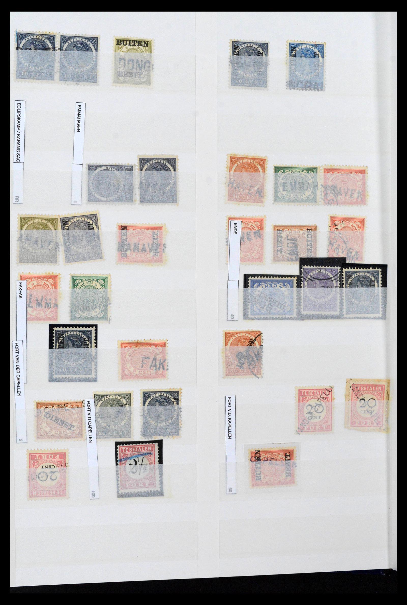 38784 0006 - Postzegelverzameling 38784 Nederlands Indië langstempels.