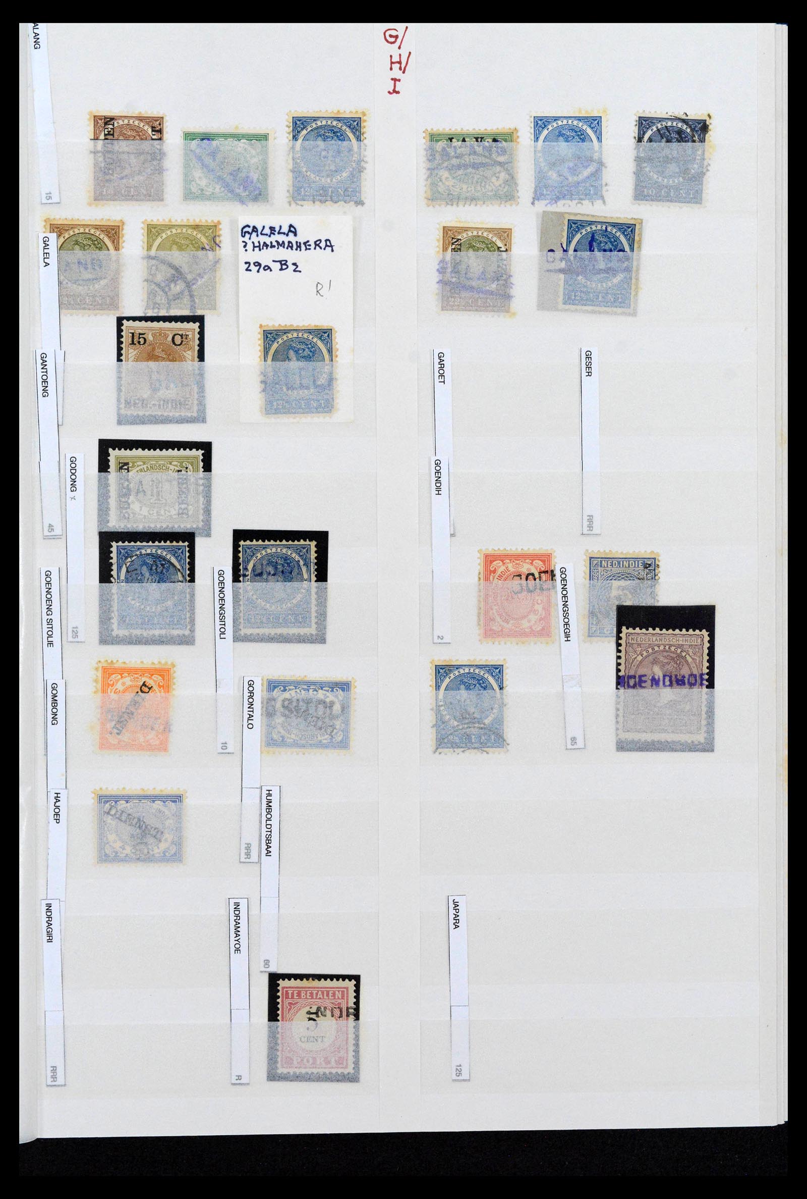38784 0007 - Postzegelverzameling 38784 Nederlands Indië langstempels.