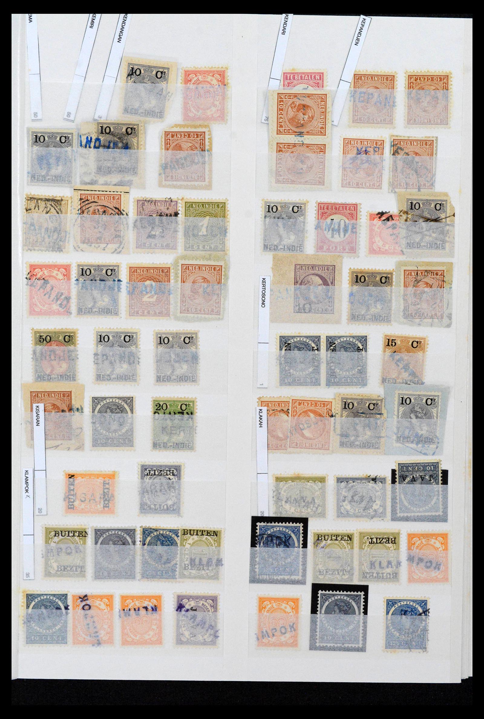 38784 0009 - Postzegelverzameling 38784 Nederlands Indië langstempels.