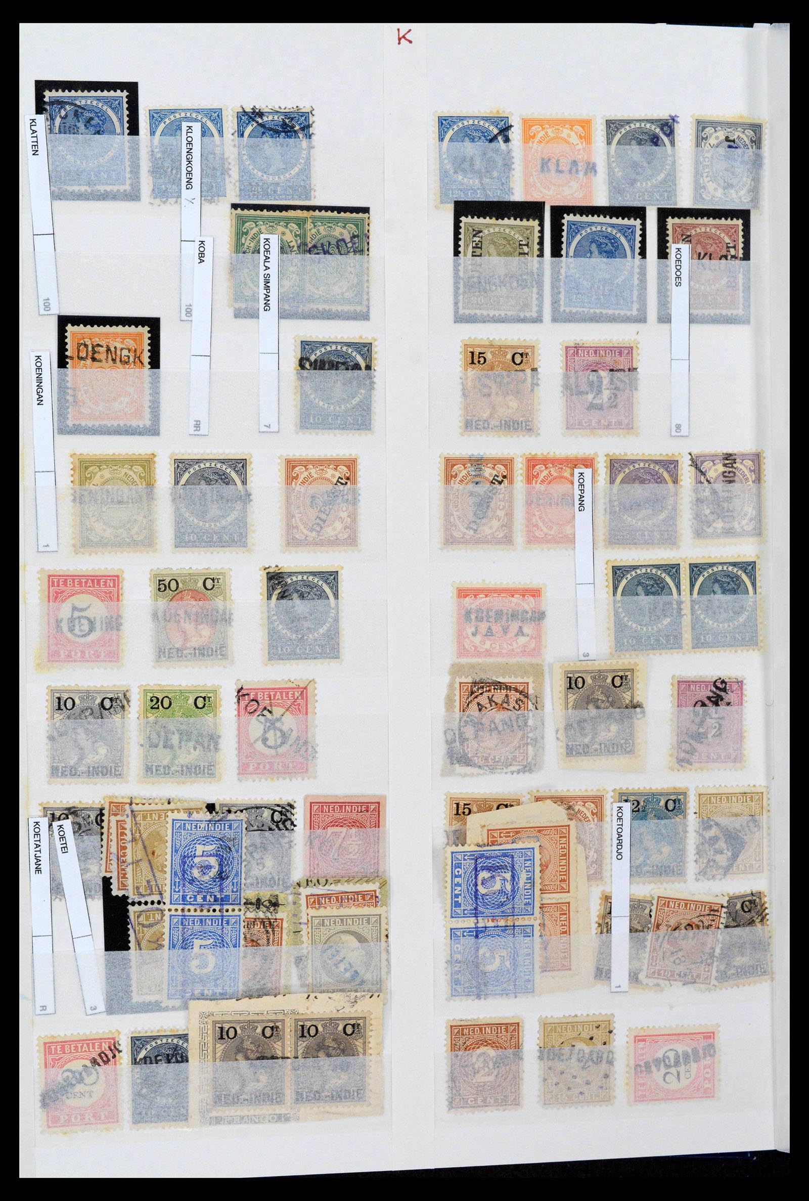 38784 0010 - Postzegelverzameling 38784 Nederlands Indië langstempels.