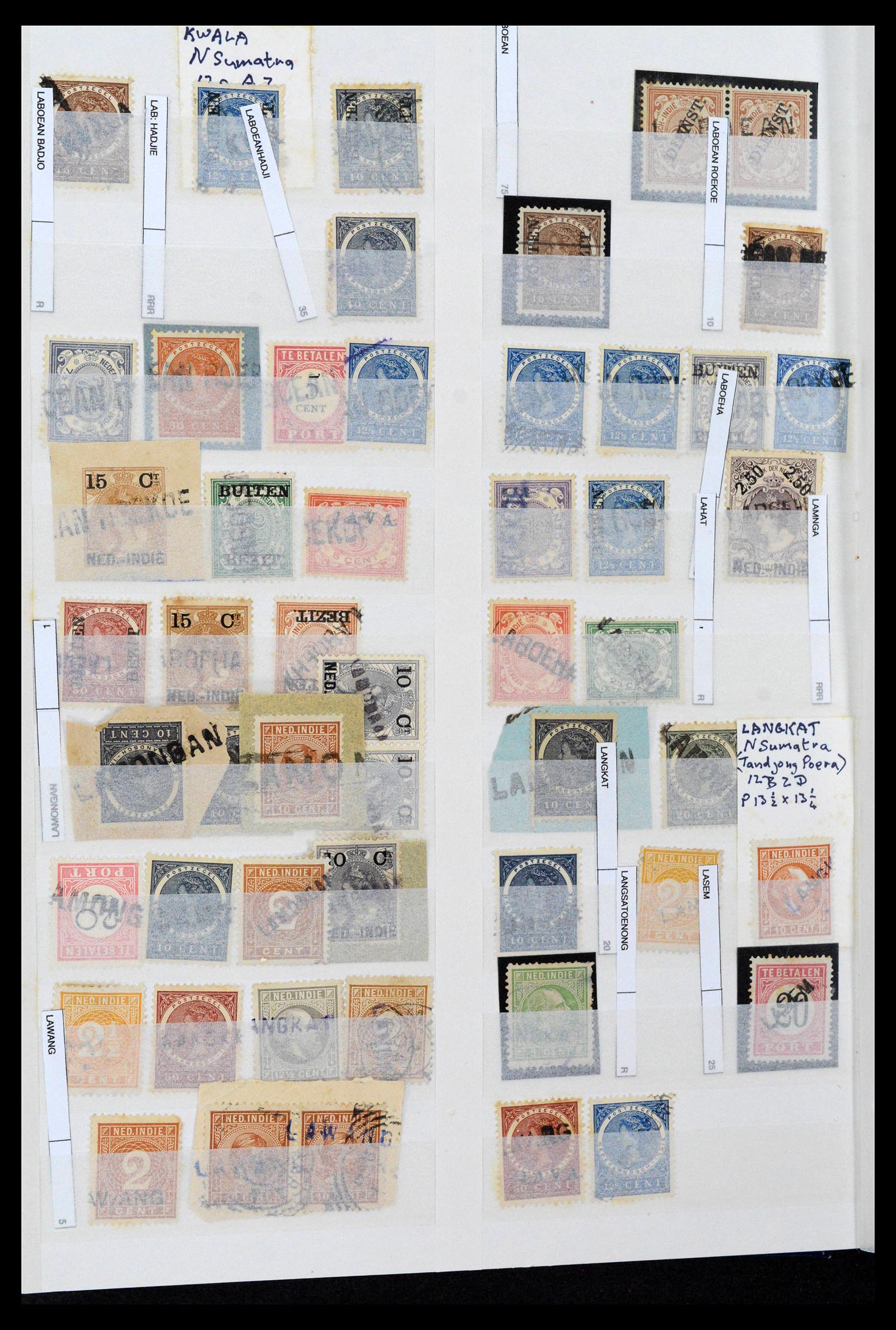 38784 0012 - Postzegelverzameling 38784 Nederlands Indië langstempels.