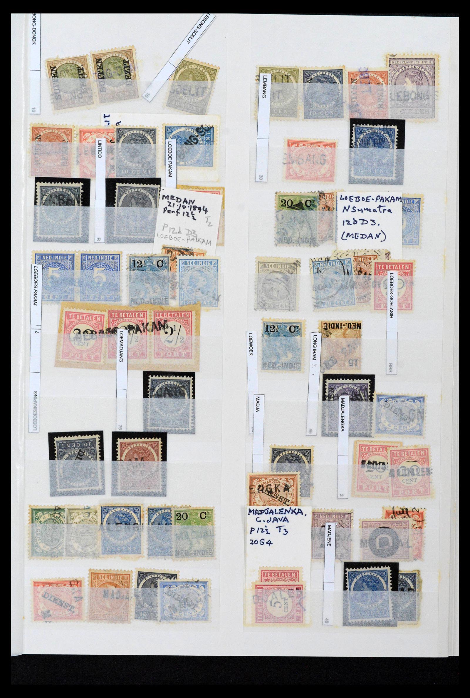 38784 0013 - Postzegelverzameling 38784 Nederlands Indië langstempels.