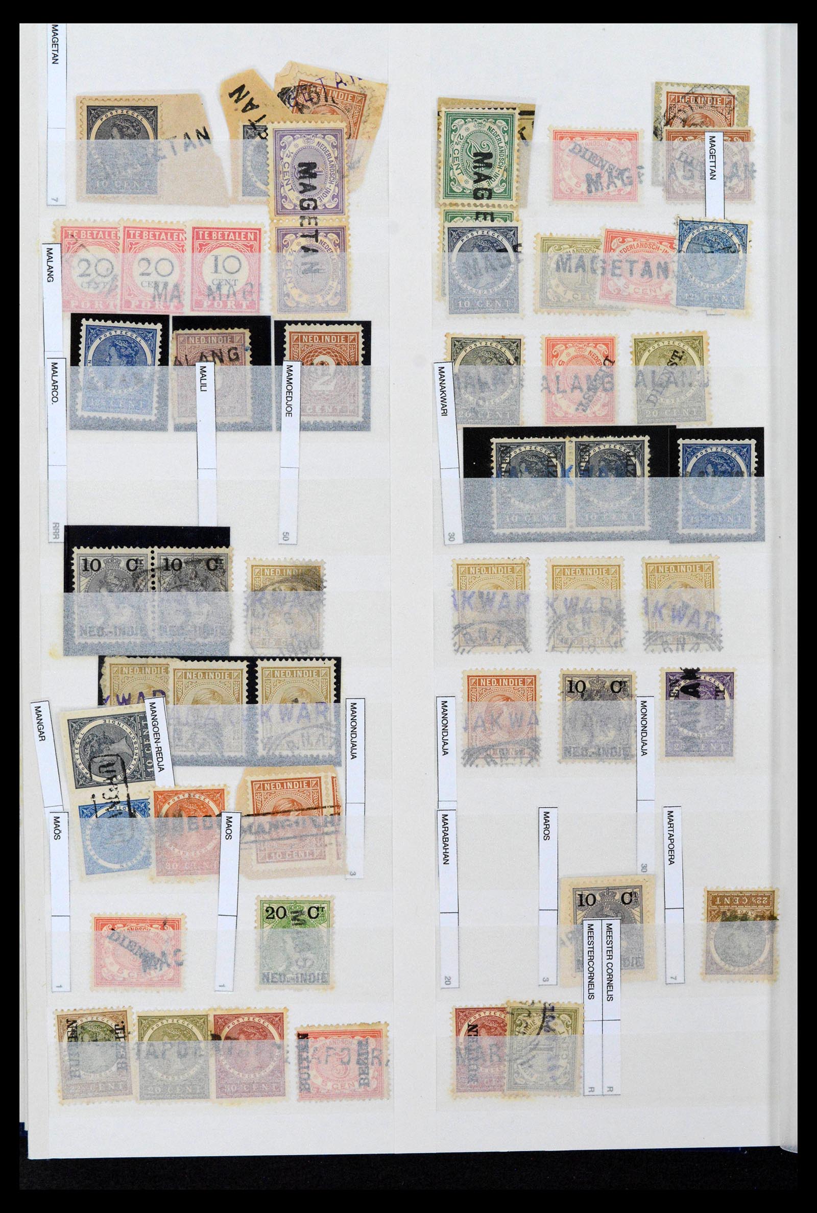 38784 0014 - Postzegelverzameling 38784 Nederlands Indië langstempels.