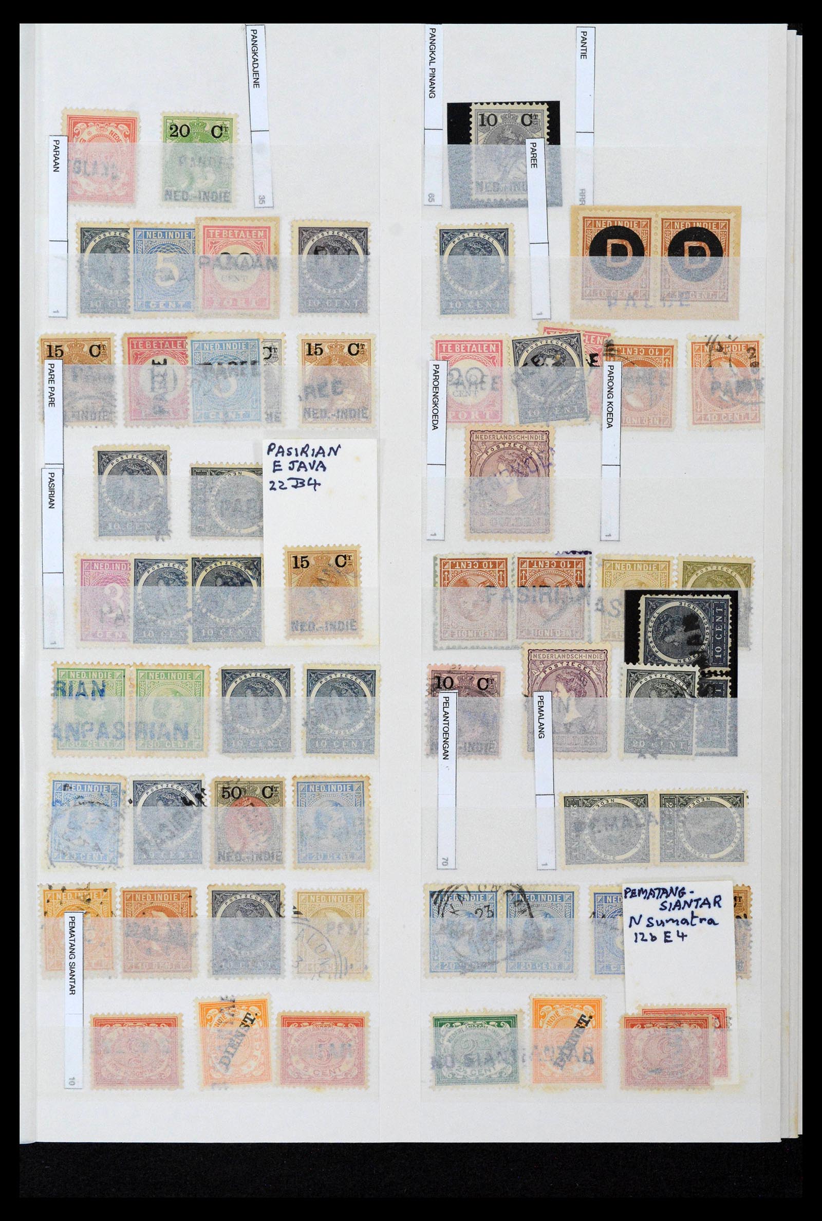 38784 0017 - Postzegelverzameling 38784 Nederlands Indië langstempels.