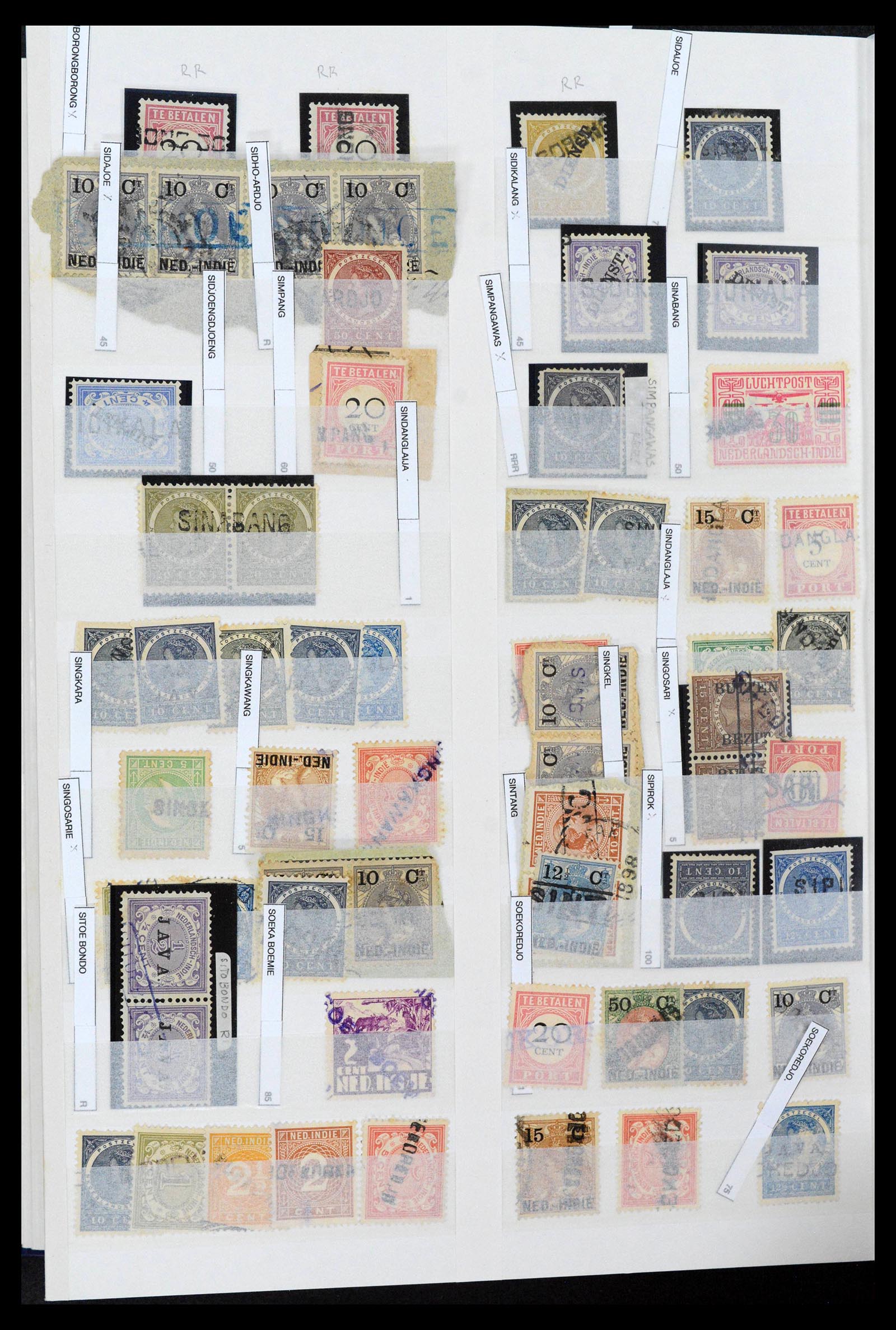 38784 0020 - Postzegelverzameling 38784 Nederlands Indië langstempels.