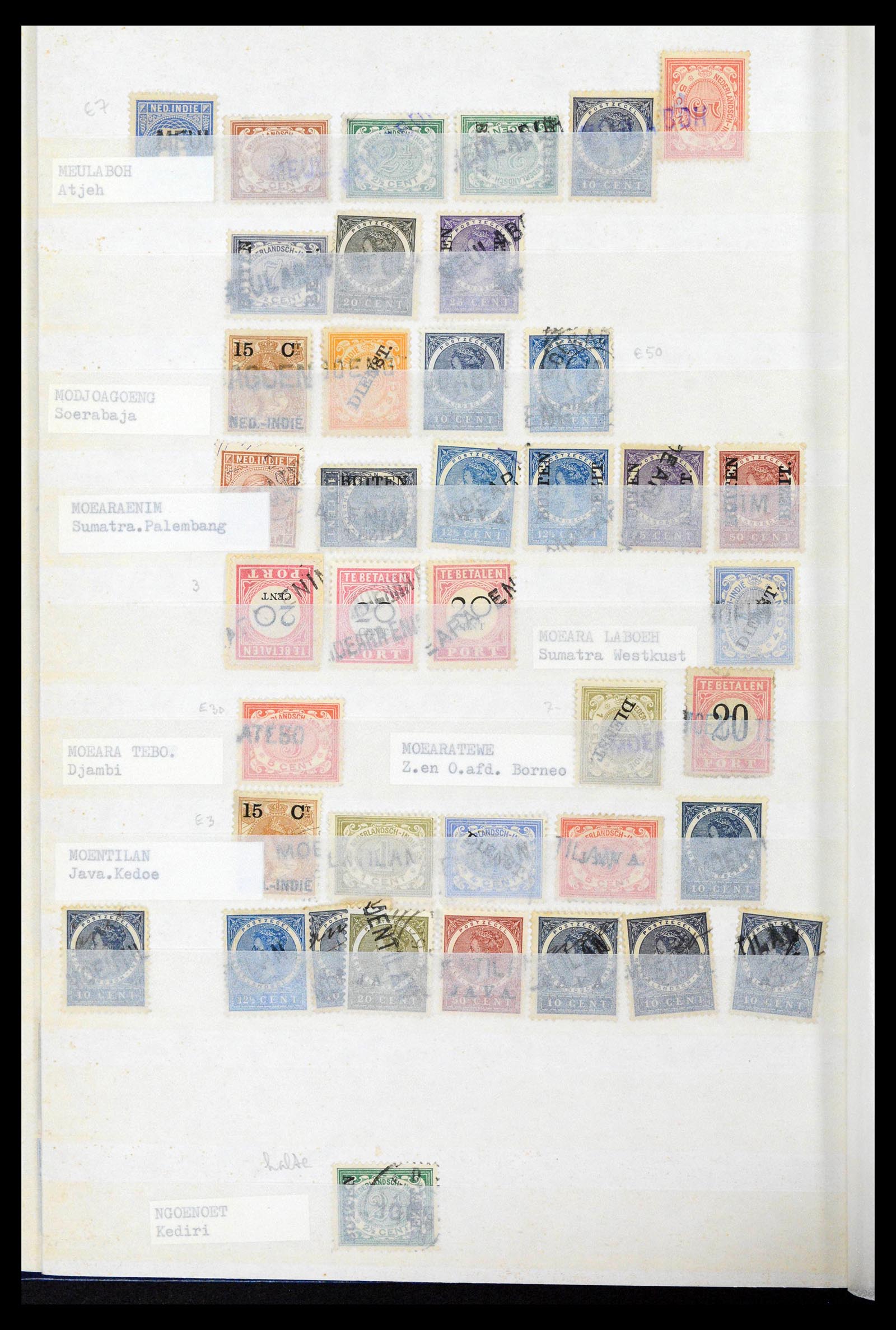 38784 0050 - Postzegelverzameling 38784 Nederlands Indië langstempels.