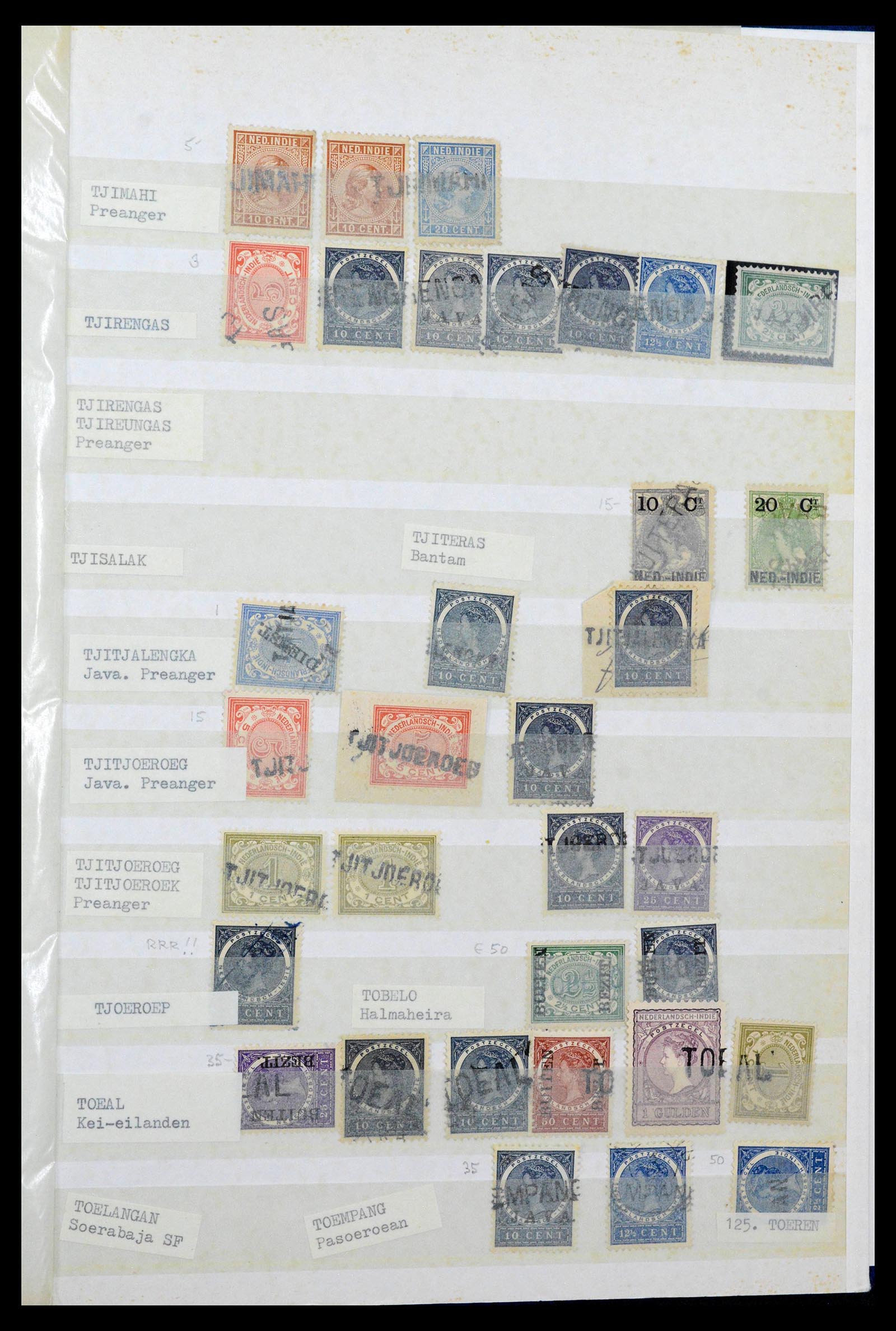 38784 0062 - Postzegelverzameling 38784 Nederlands Indië langstempels.