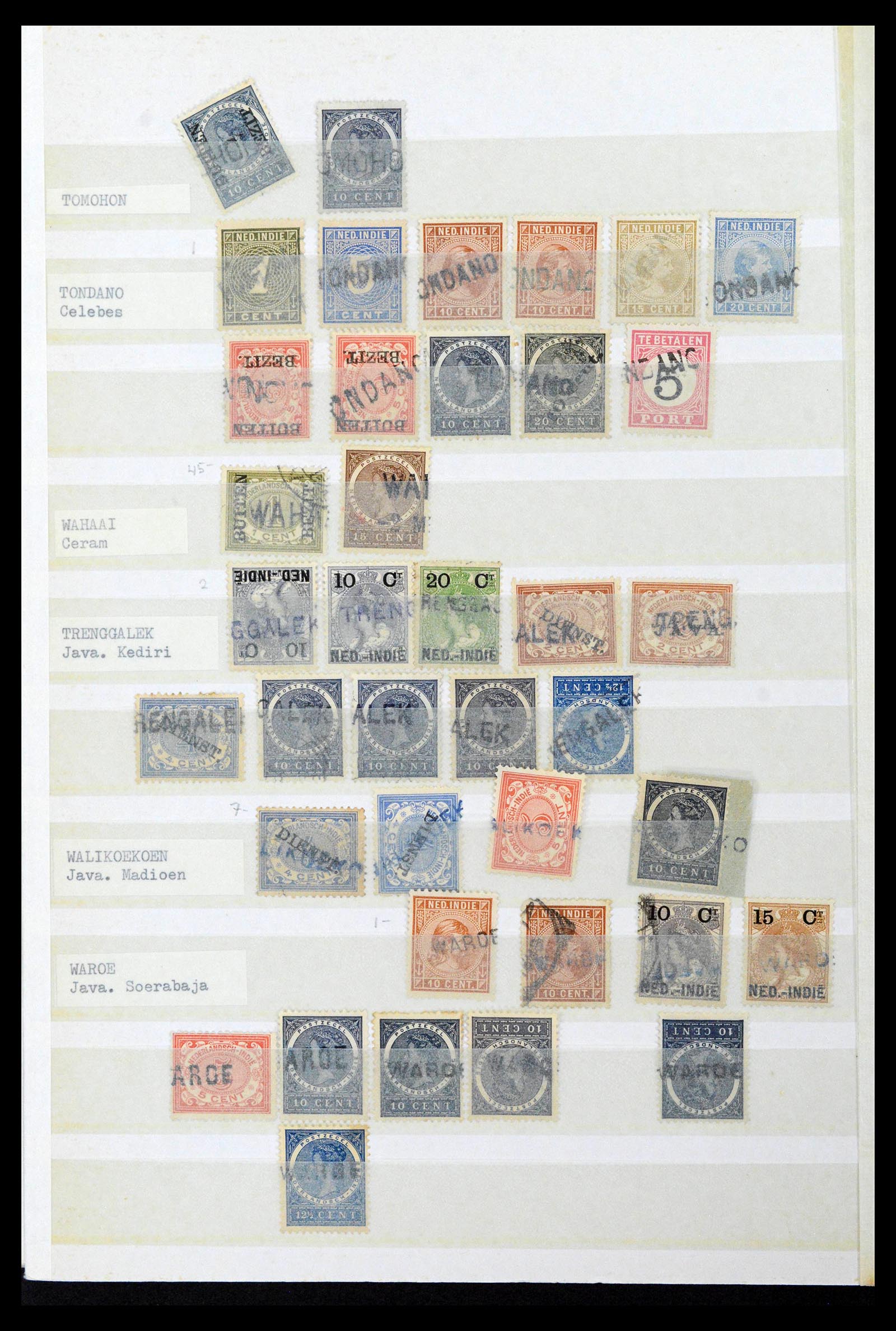 38784 0063 - Postzegelverzameling 38784 Nederlands Indië langstempels.