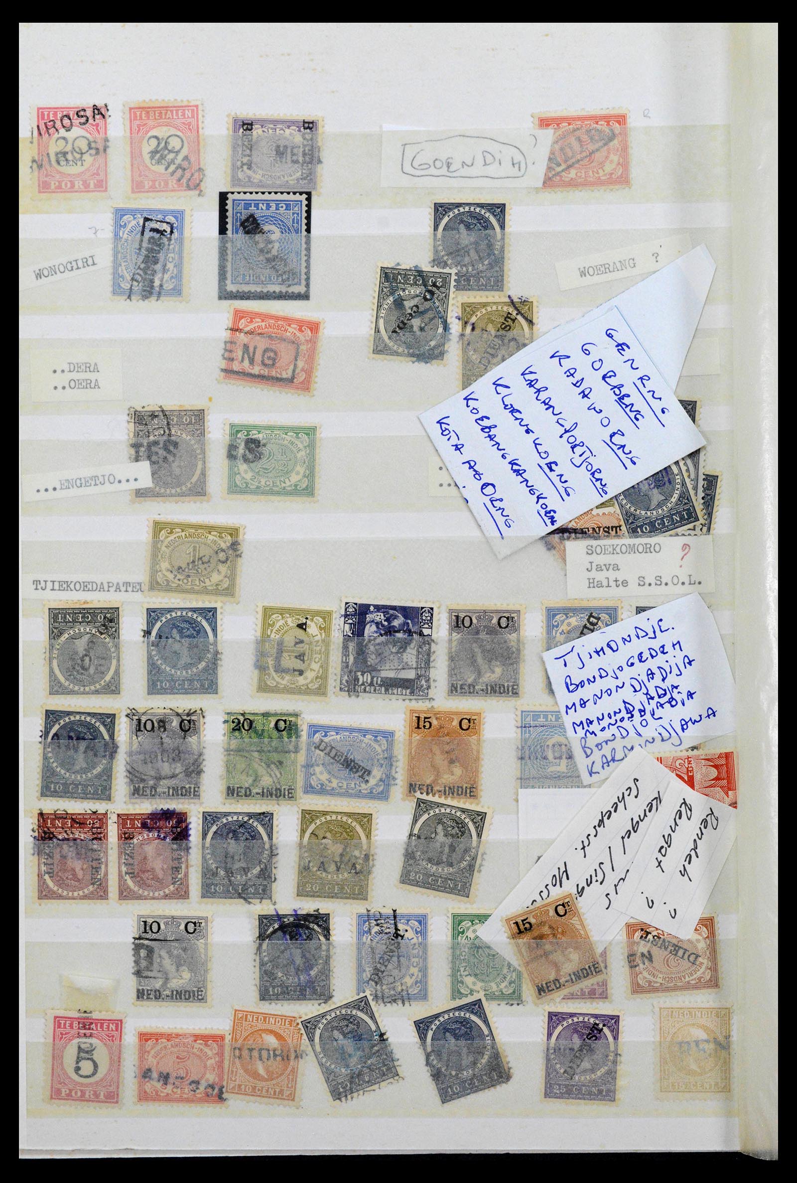 38784 0065 - Postzegelverzameling 38784 Nederlands Indië langstempels.