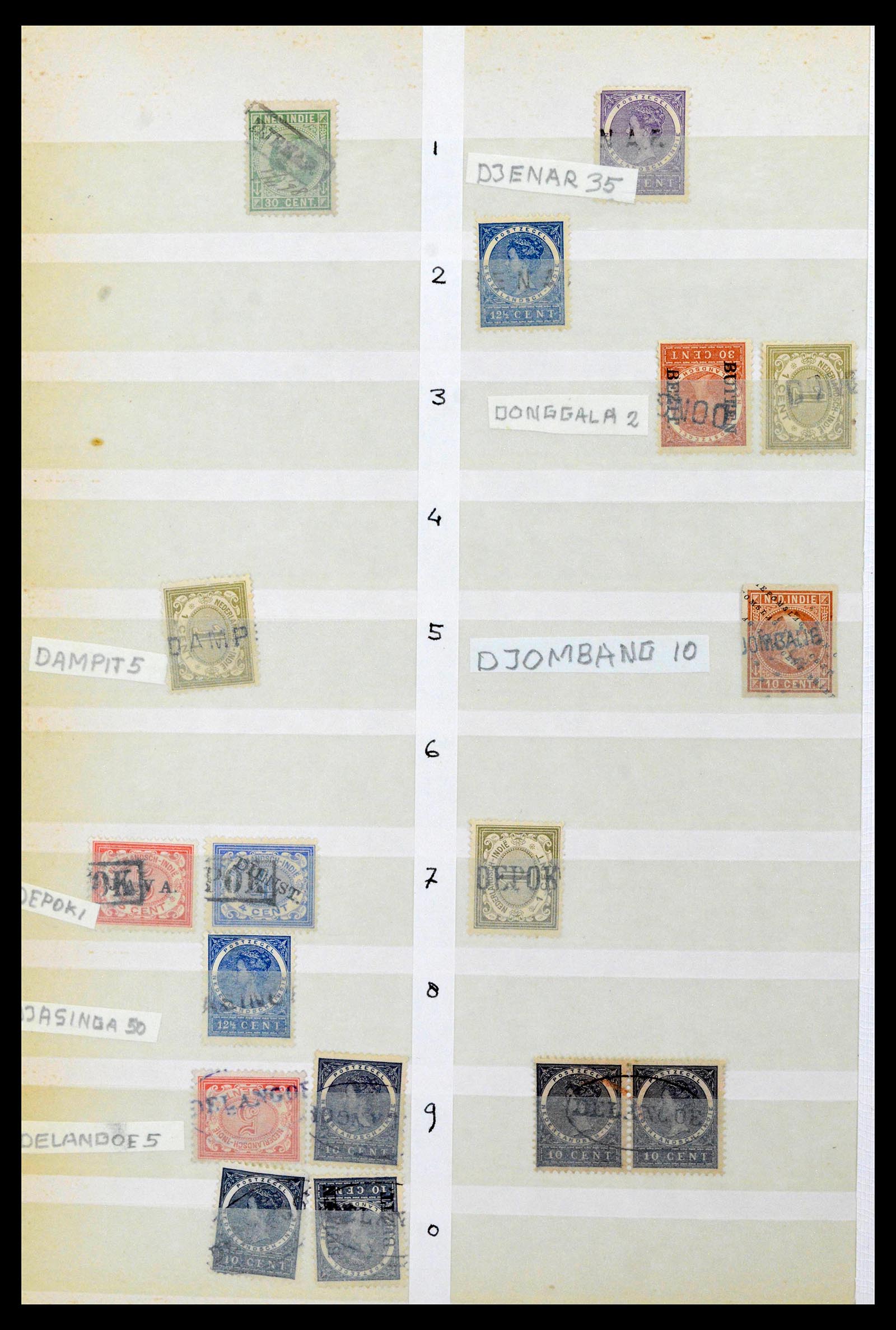 38784 0069 - Postzegelverzameling 38784 Nederlands Indië langstempels.