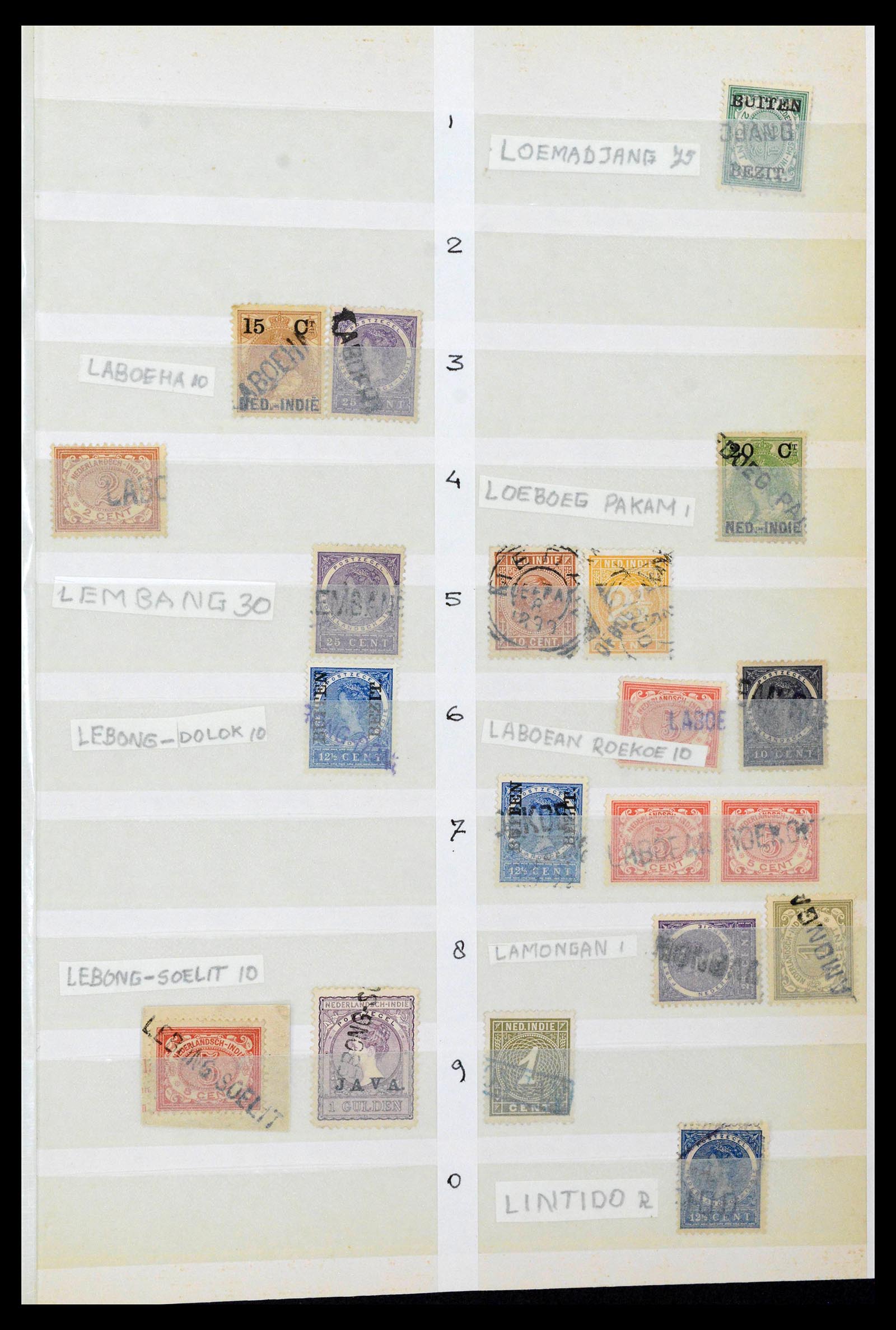 38784 0074 - Postzegelverzameling 38784 Nederlands Indië langstempels.