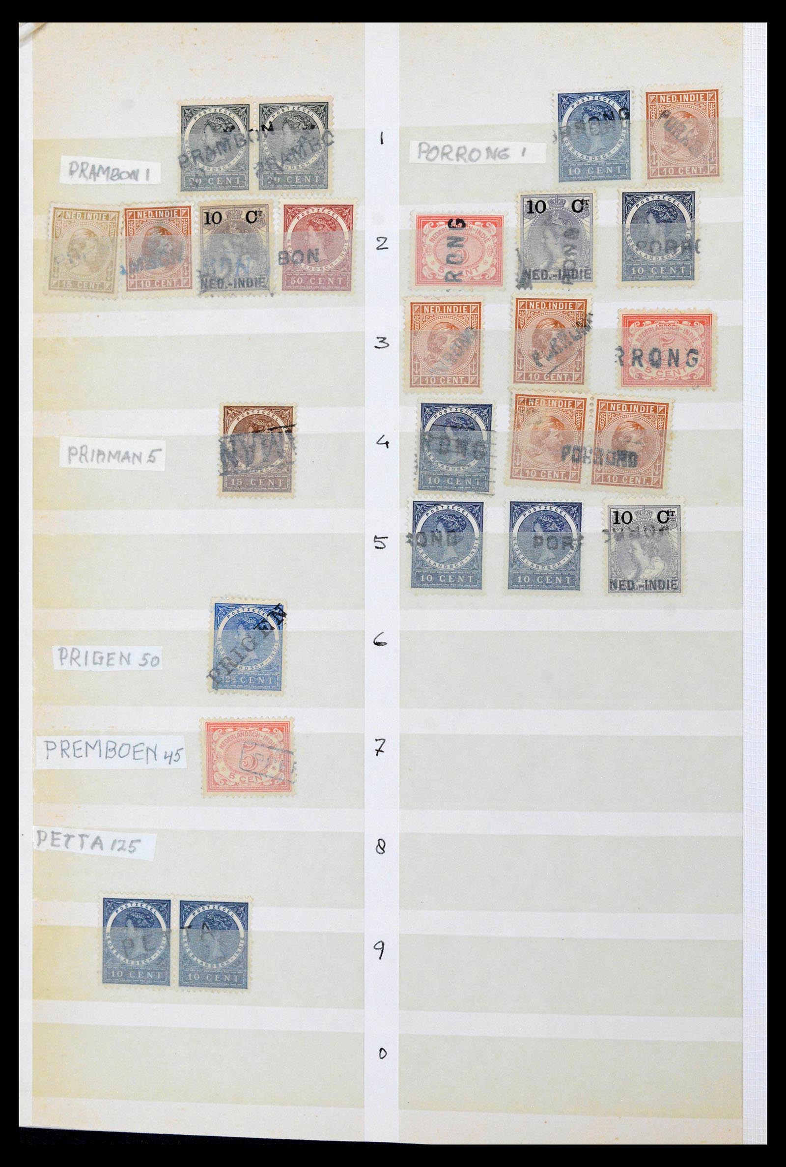 38784 0082 - Postzegelverzameling 38784 Nederlands Indië langstempels.