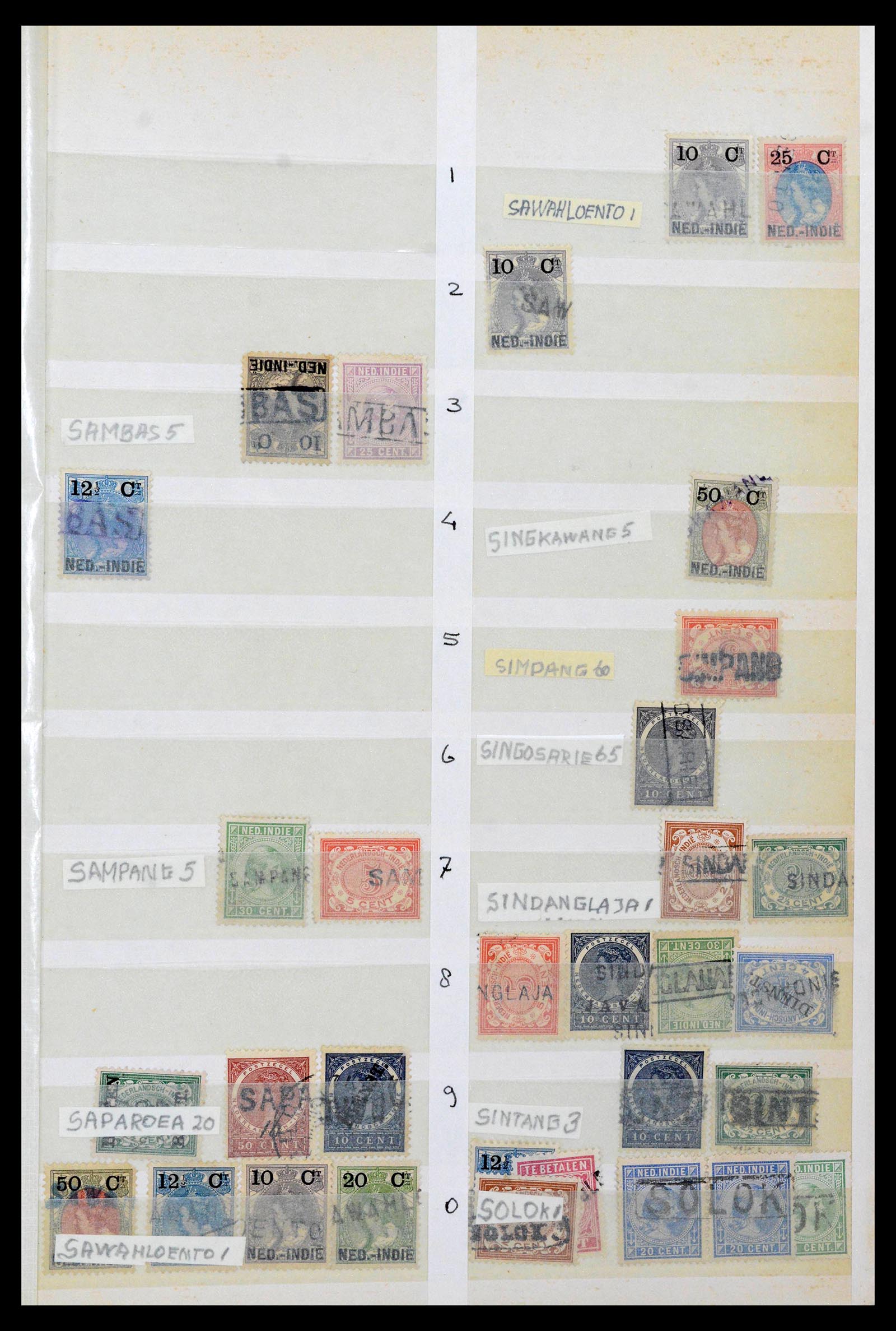 38784 0084 - Postzegelverzameling 38784 Nederlands Indië langstempels.