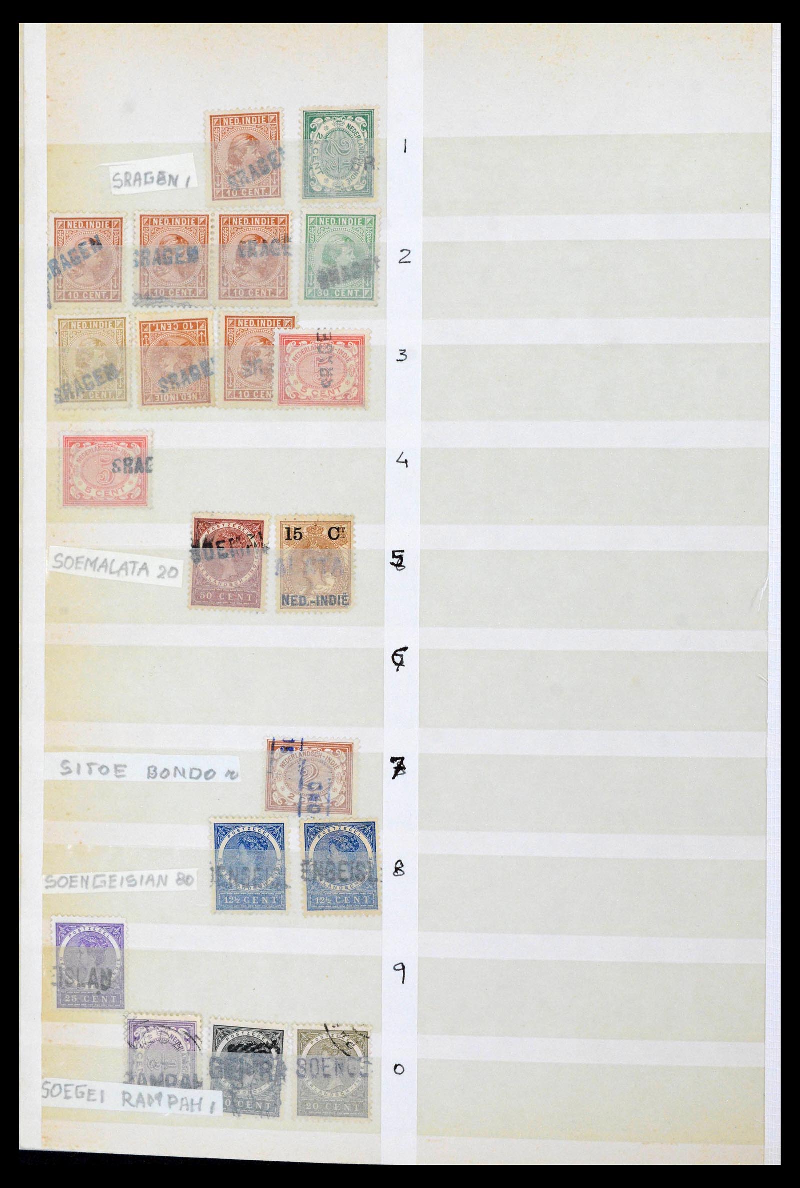 38784 0085 - Postzegelverzameling 38784 Nederlands Indië langstempels.