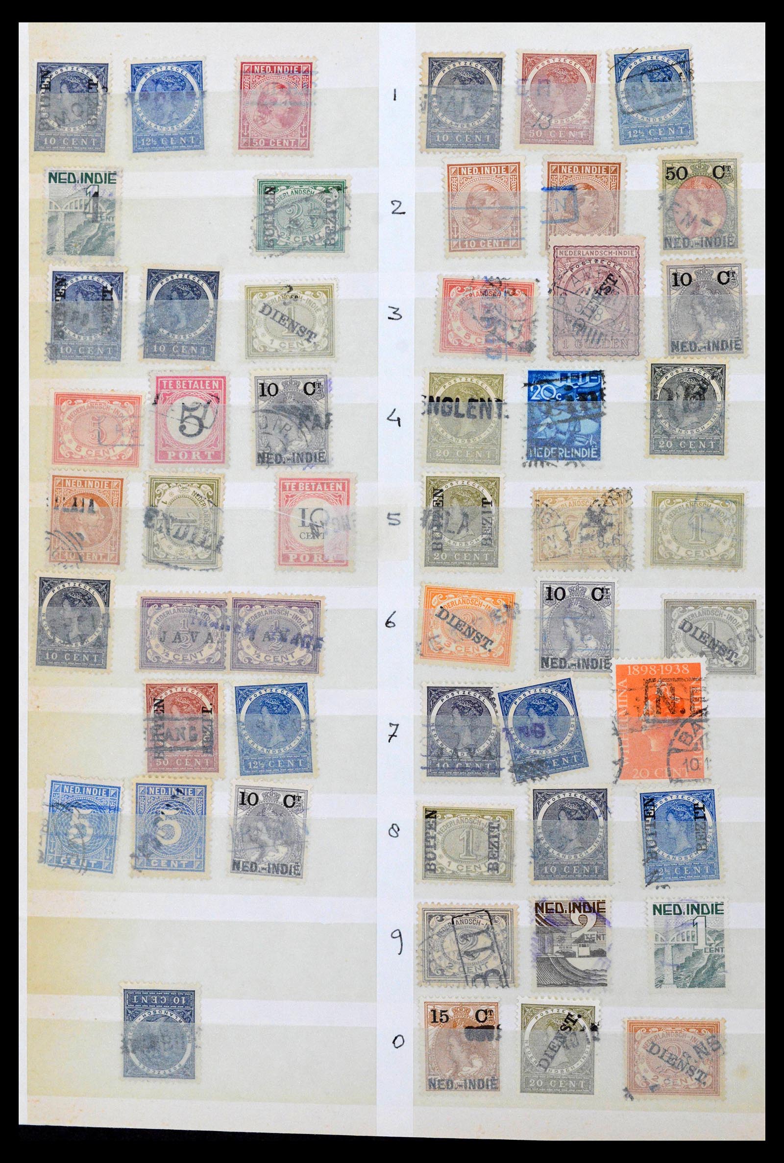 38784 0092 - Postzegelverzameling 38784 Nederlands Indië langstempels.