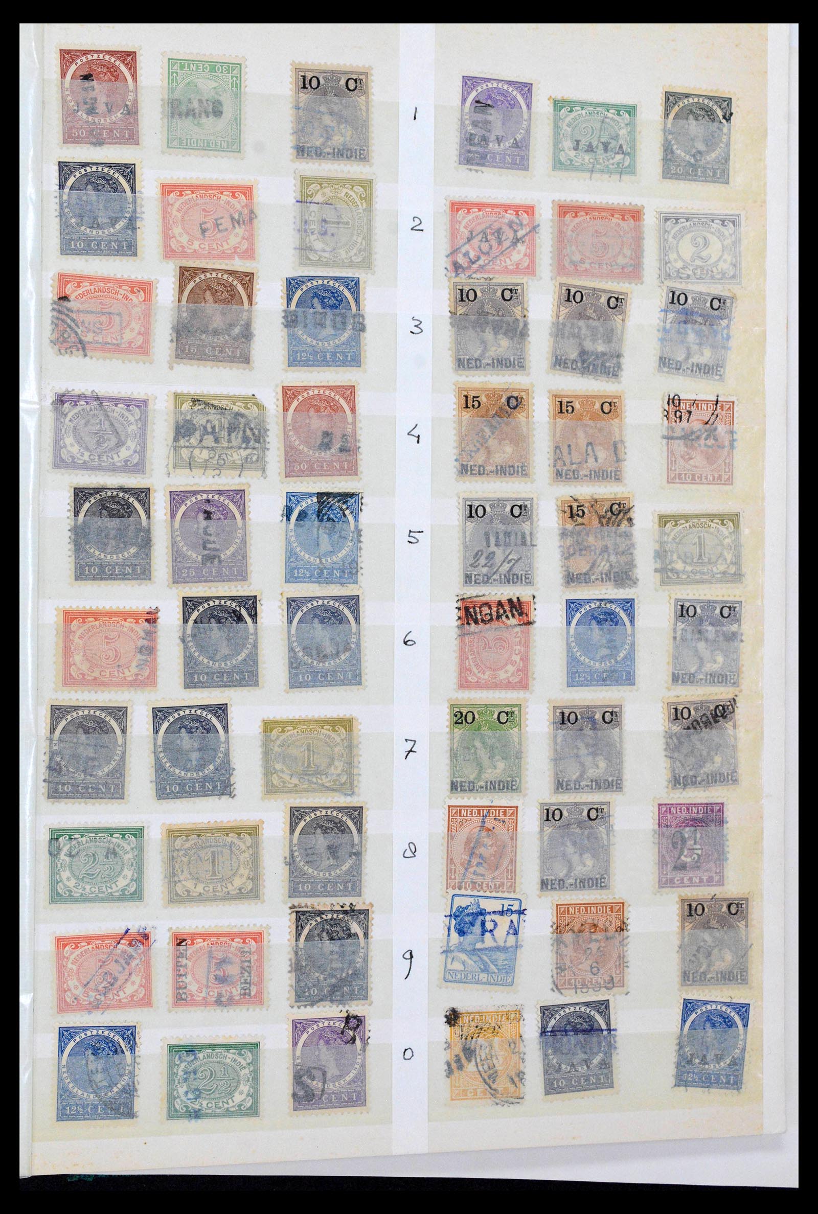 38784 0093 - Postzegelverzameling 38784 Nederlands Indië langstempels.