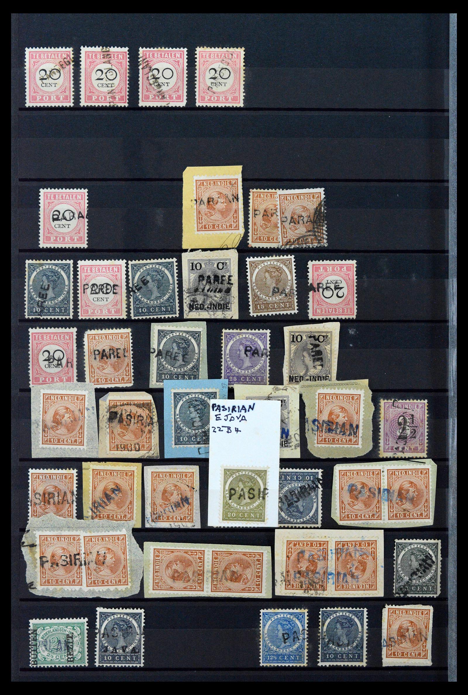 38784 0102 - Postzegelverzameling 38784 Nederlands Indië langstempels.