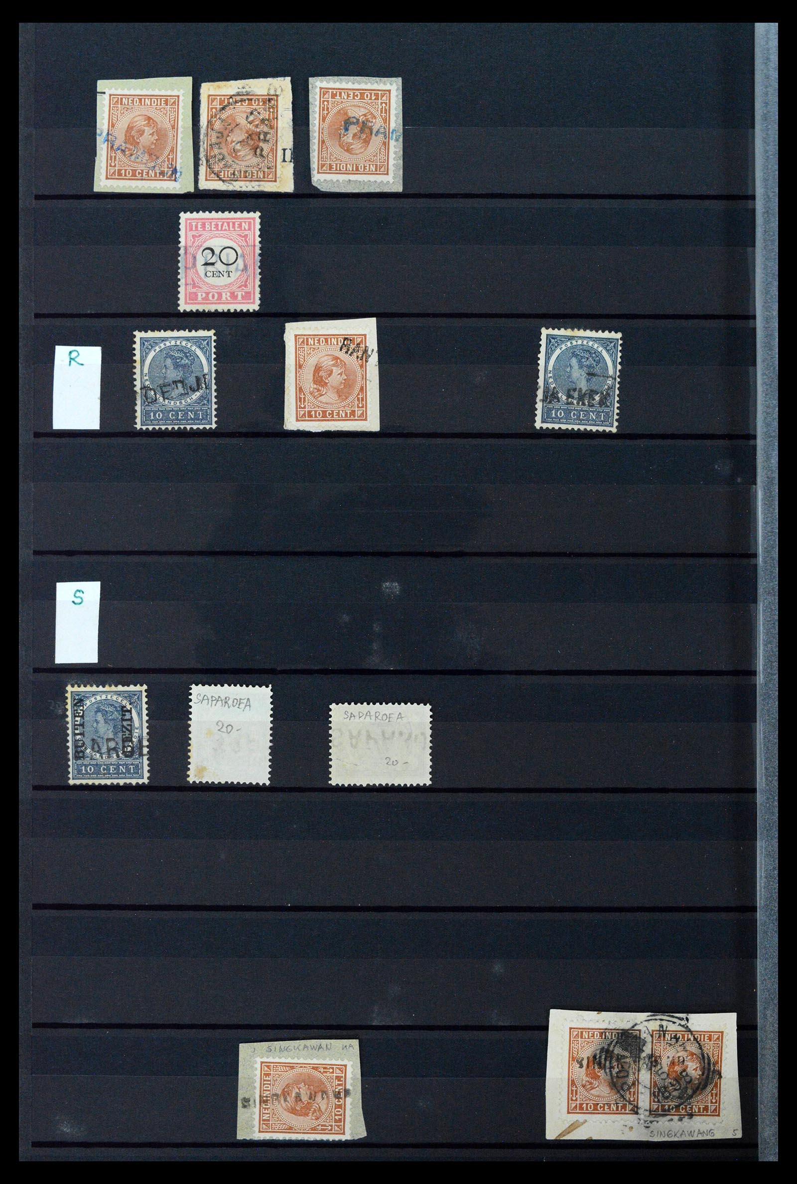 38784 0104 - Postzegelverzameling 38784 Nederlands Indië langstempels.