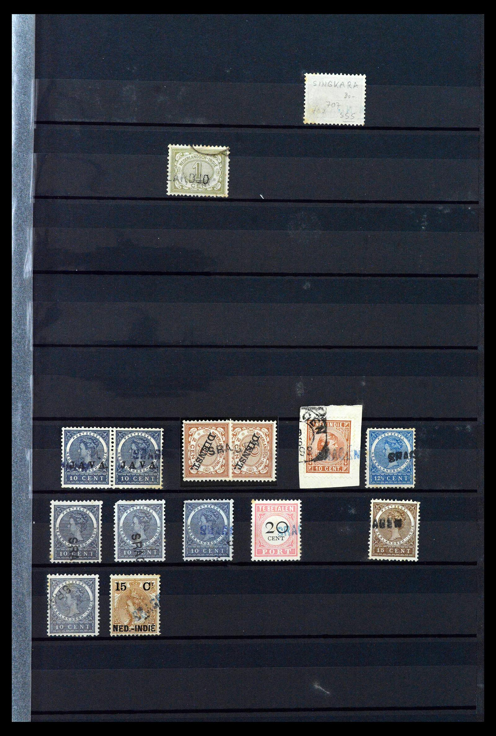 38784 0105 - Postzegelverzameling 38784 Nederlands Indië langstempels.