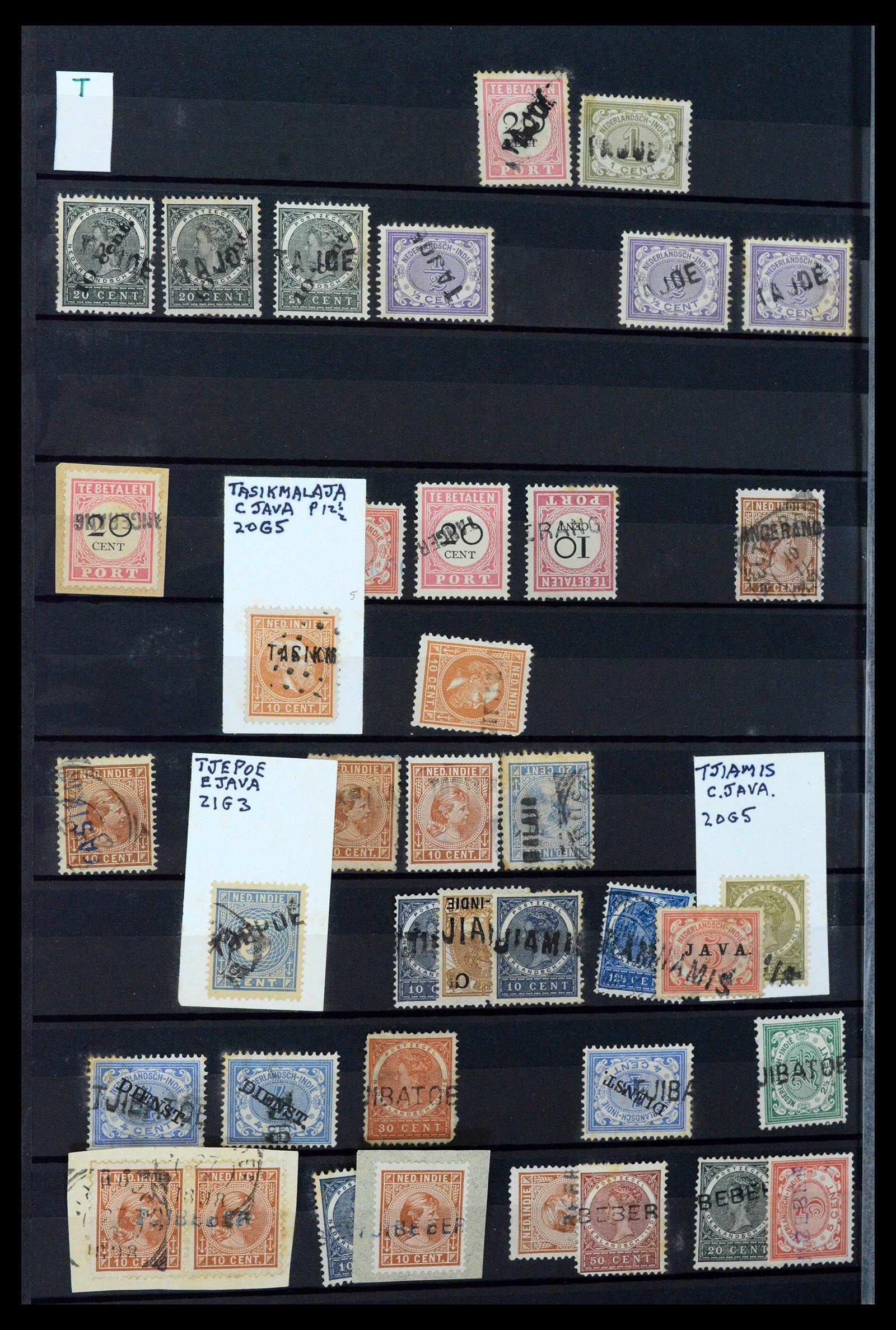 38784 0106 - Postzegelverzameling 38784 Nederlands Indië langstempels.
