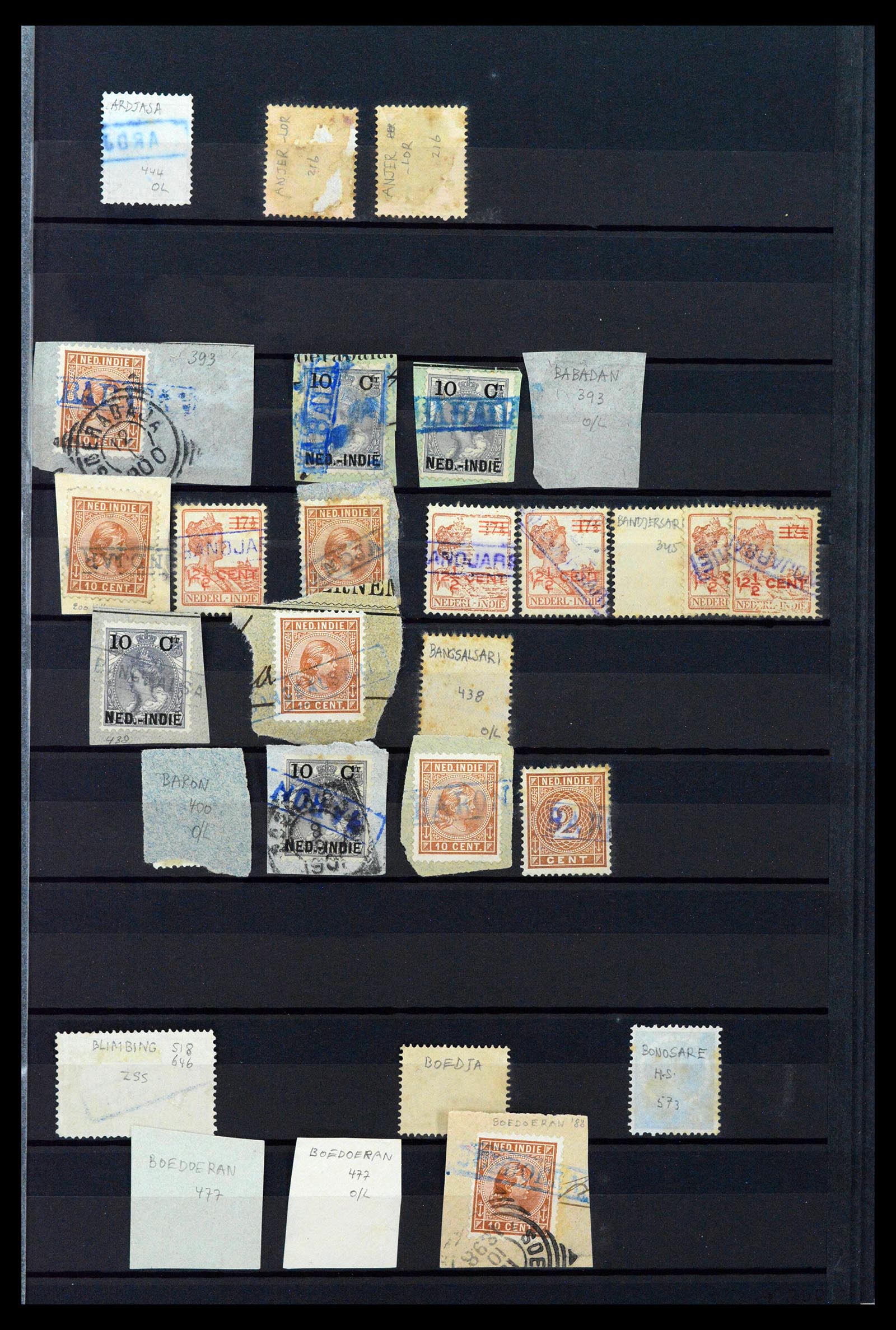 38784 0109 - Postzegelverzameling 38784 Nederlands Indië langstempels.