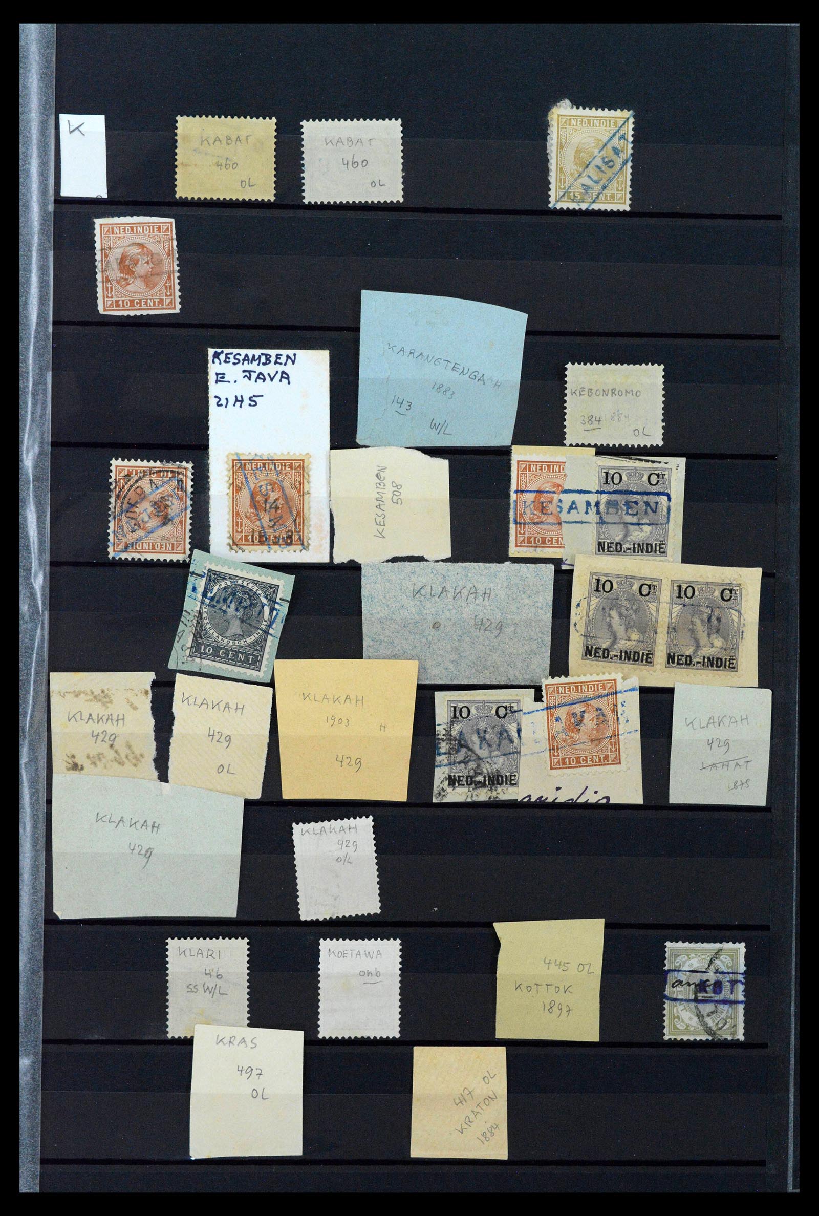 38784 0113 - Postzegelverzameling 38784 Nederlands Indië langstempels.