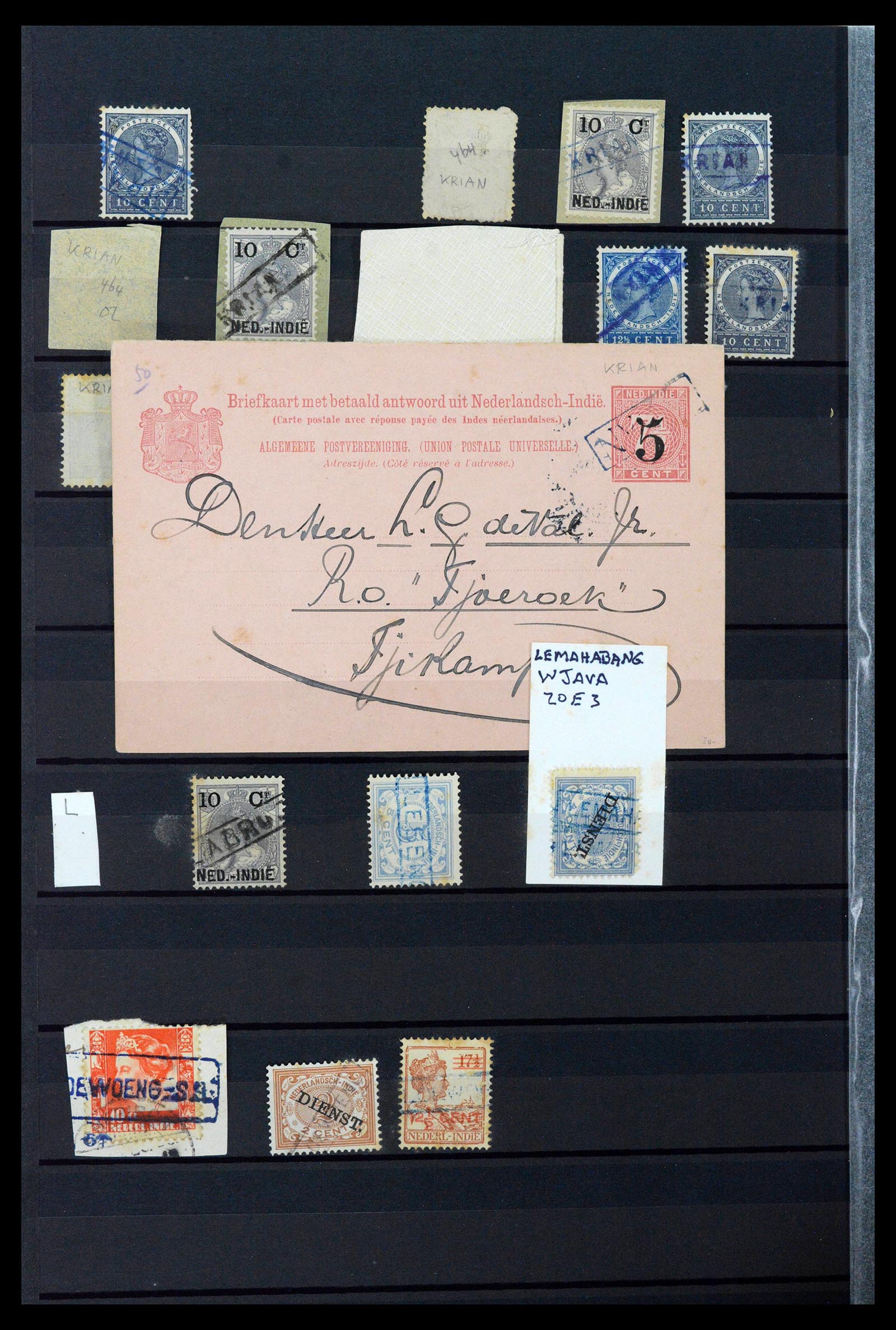 38784 0114 - Postzegelverzameling 38784 Nederlands Indië langstempels.